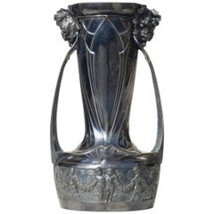 Jarrón grande de metal plateado de principios del siglo XIX WMF Albert Mayer Art Nouveau Jugendstil