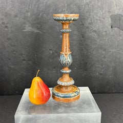 Early 19th Century Italian Wood Painted Gilded Candlestick Pricket