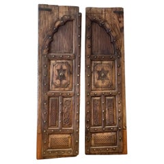 Early 19th Century Wooden Carved Indian Temple Doors - a Pair