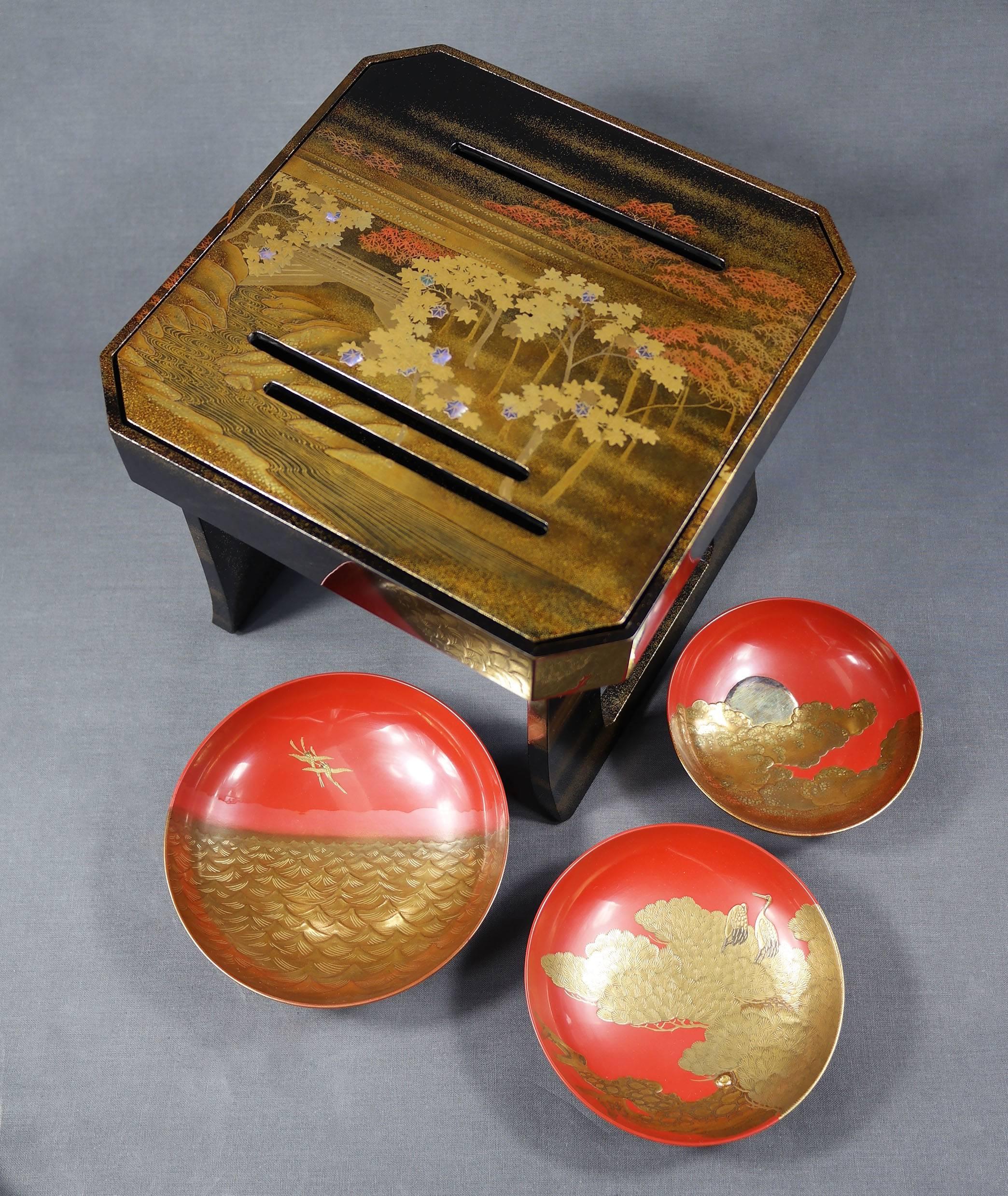 Lacquered Early 19th Century, Pair of Sake Tables, Edo Period, Art of Japan For Sale