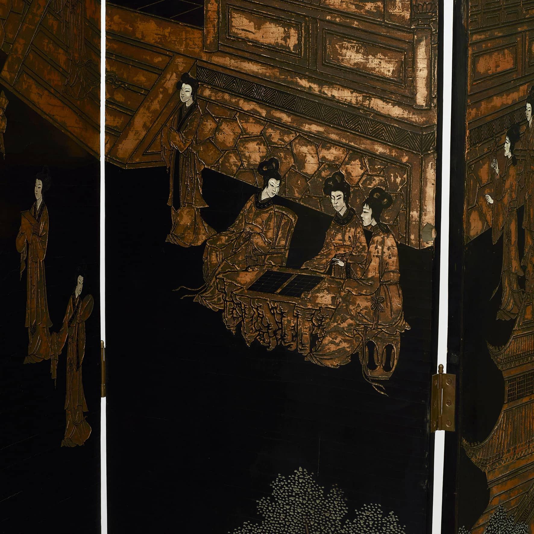 Chinese Export Eight-Fold Lacquered Screen 10