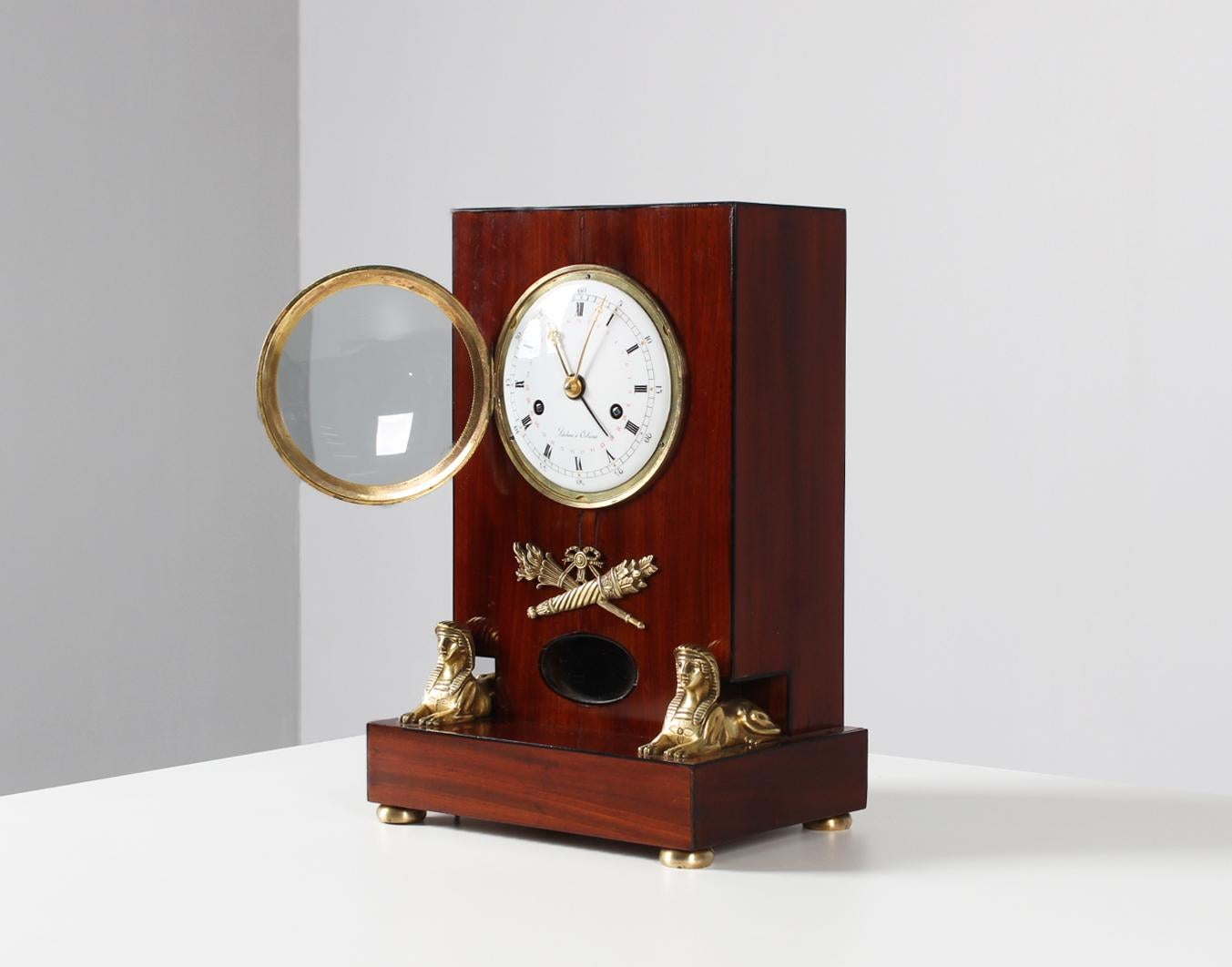 Early 19th Empire Mantel Clock, French Pendule, Retour d'Egypte, Mahogany 2