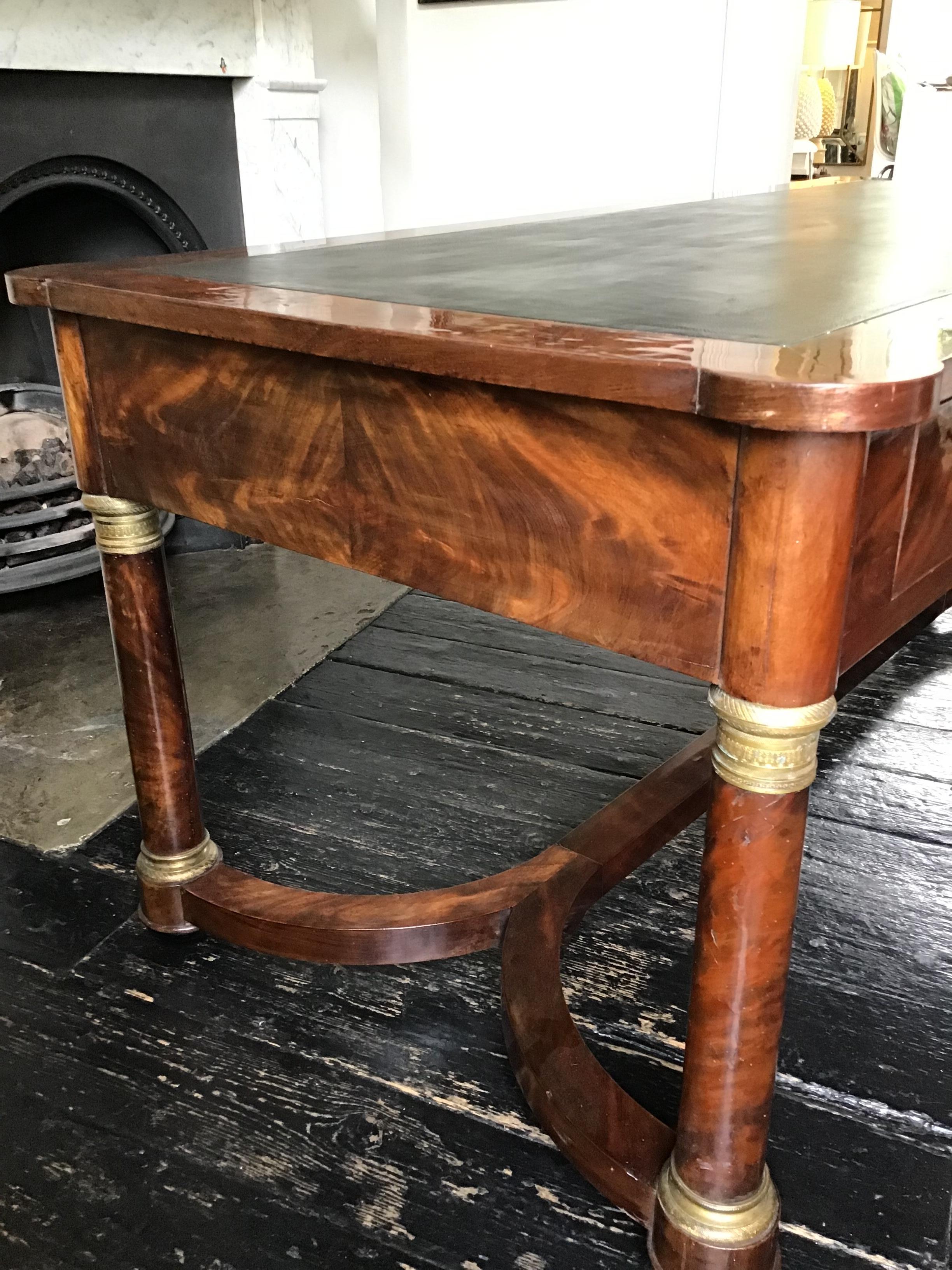 Early 19th French Empire Mahogany and Gilt Mounted Bureau Plat Writing Table 2