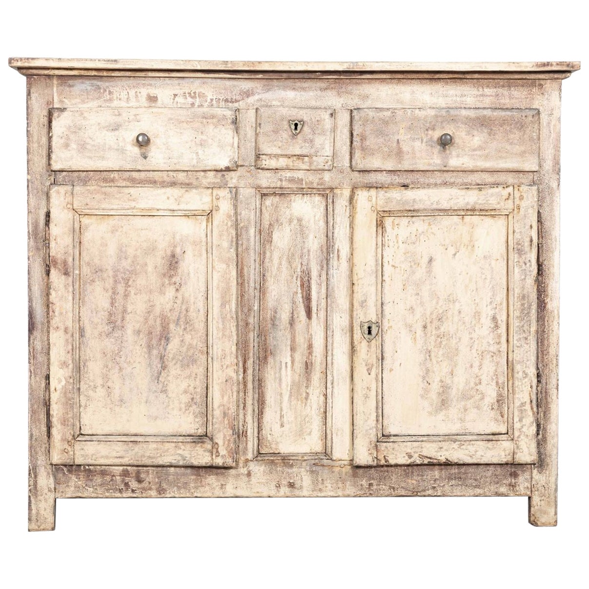 Early 19th French Provincial Fruitwood Painted Buffet