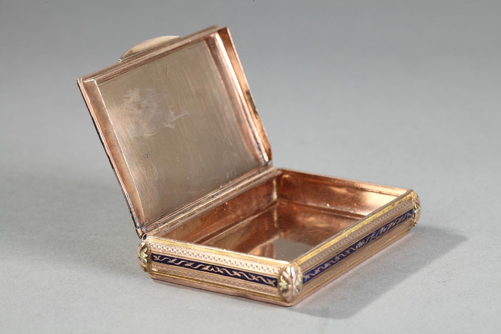 Gold- und Emaille-Schachtel aus dem frühen 19. Jahrhundert, Schweizer Werk im Angebot 1