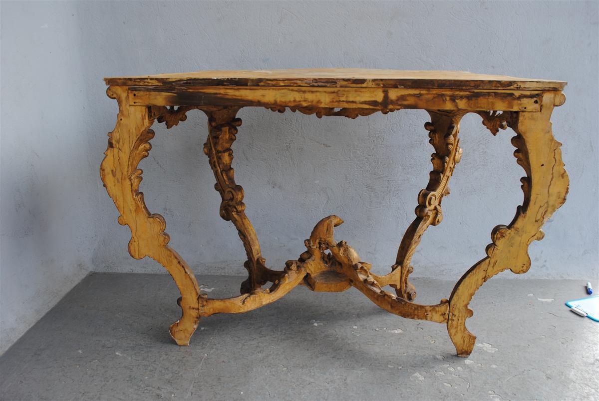 Early 19th Century Louis XV Style Console in Gilded Wood with Marble Top For Sale 4