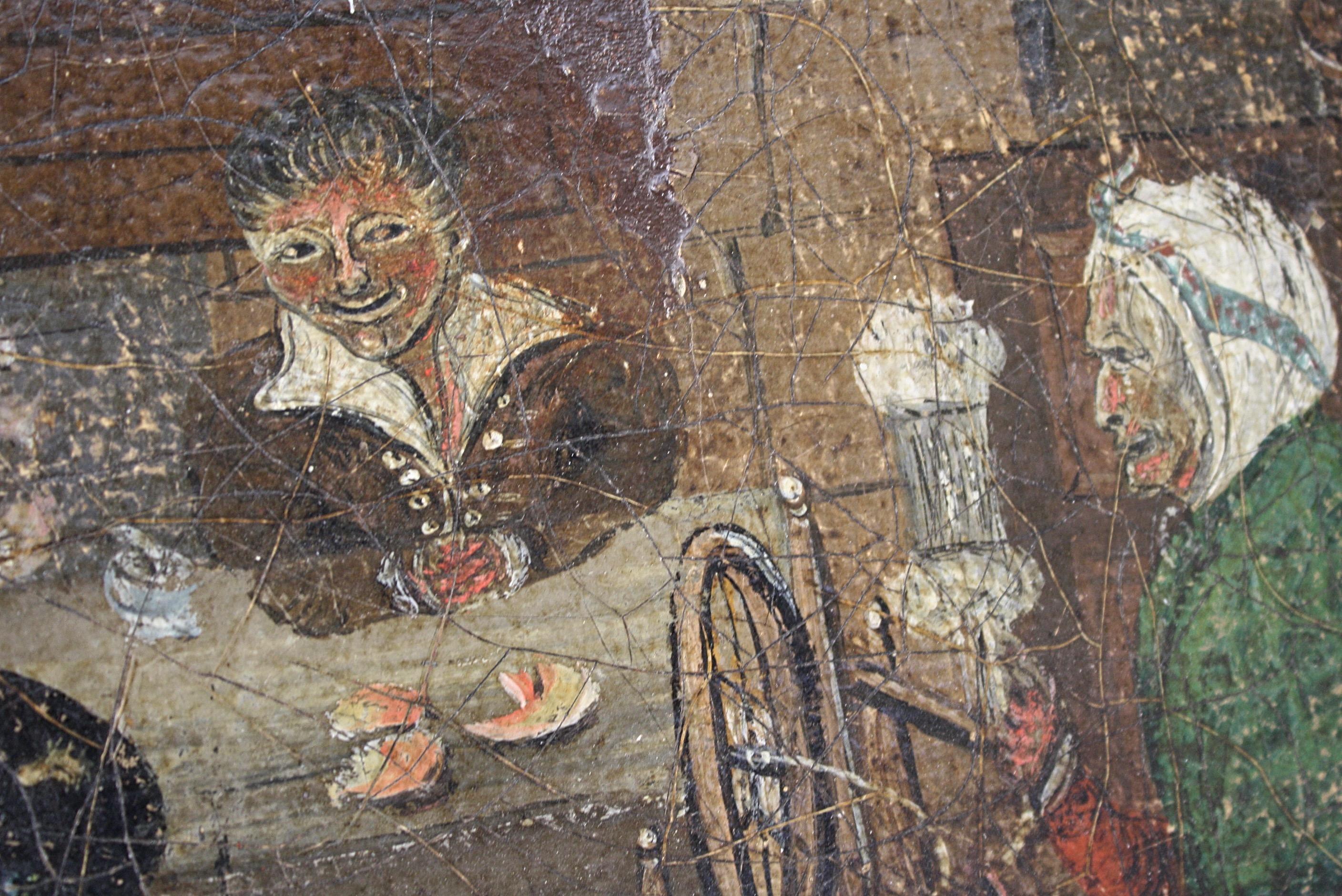 Curio de pata de madera de principios del XIX Primitivo Escena interior ingenua Arte popular Militar en venta 4