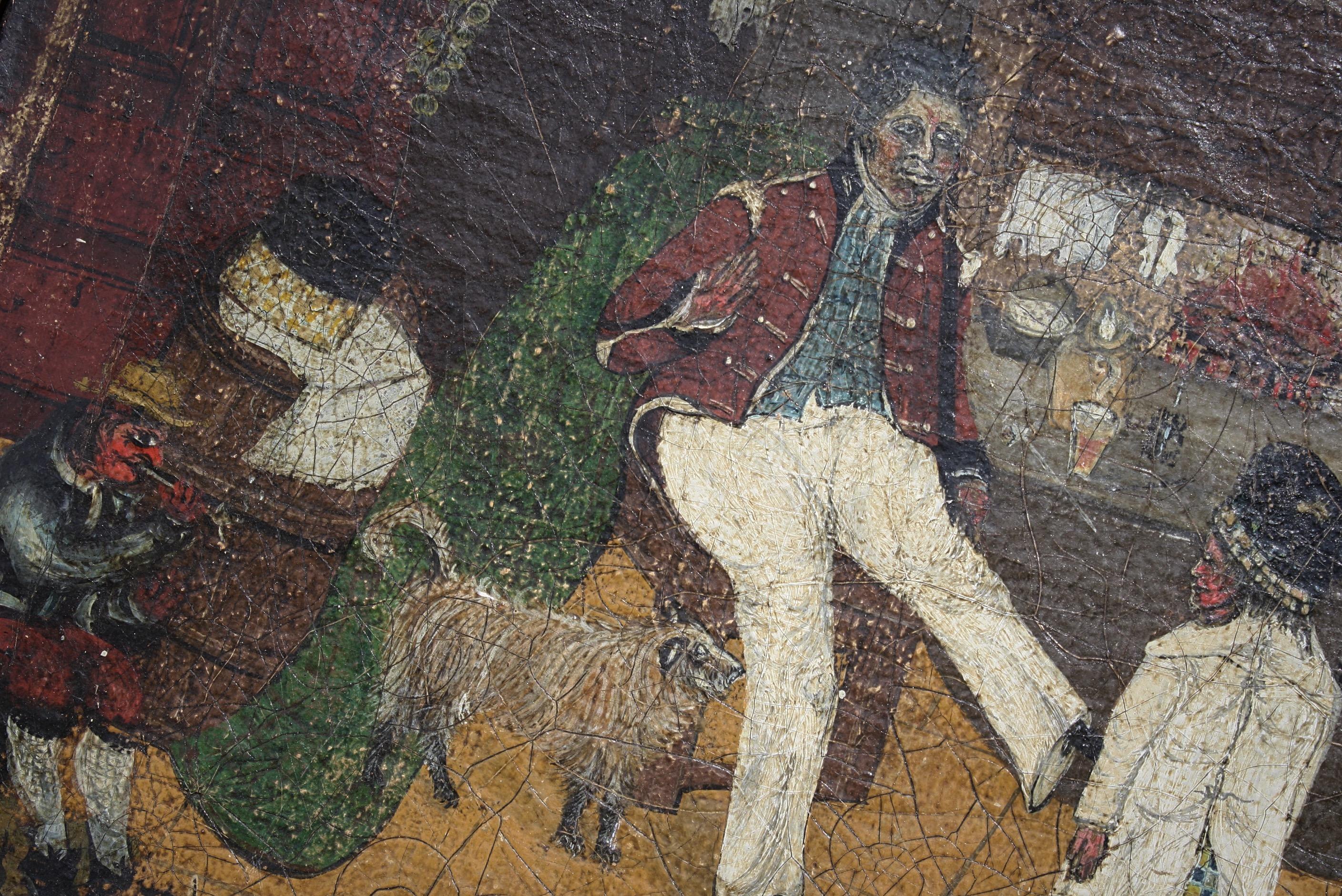 Curio de pata de madera de principios del XIX Primitivo Escena interior ingenua Arte popular Militar en venta 11