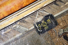 Early 19th Primitive Naive Interior Scene Folk Art Military Wooden Leg Curio