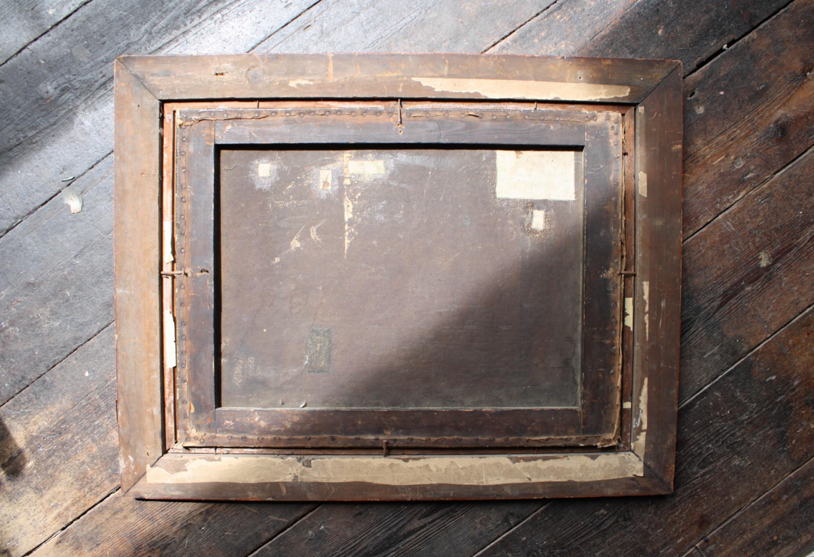Curio de pata de madera de principios del XIX Primitivo Escena interior ingenua Arte popular Militar en venta 1