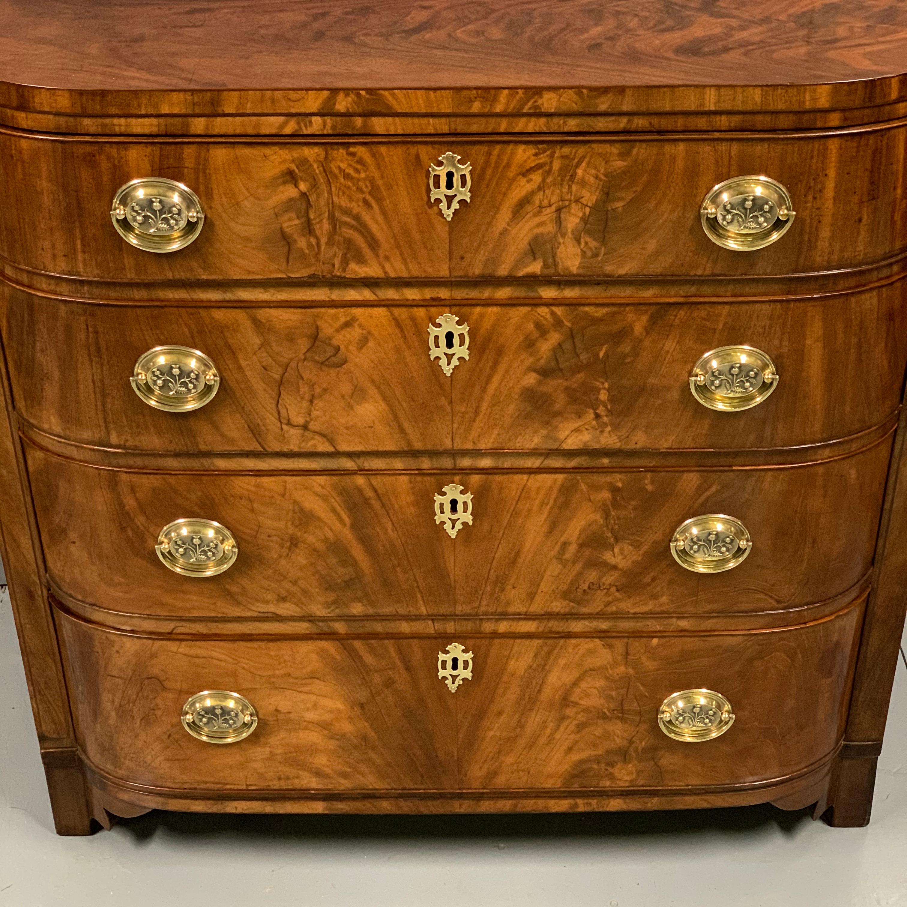 19th Century Early 19th Regency Cuban Mahogany Bow Front Chest of Drawers