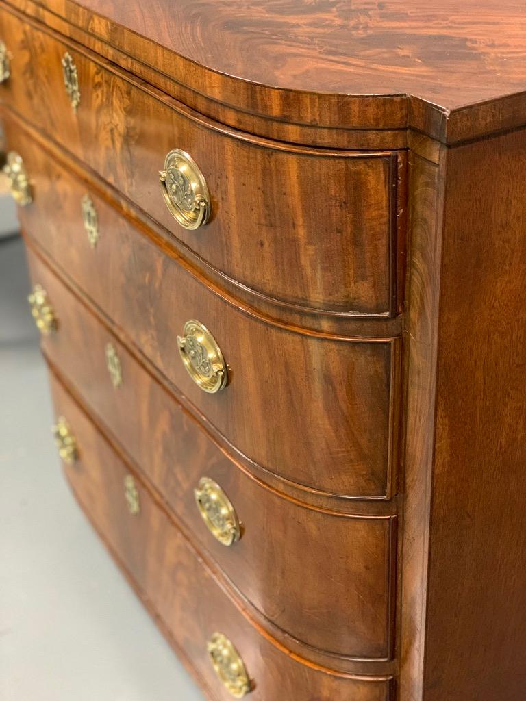 Early 19th Regency Cuban Mahogany Bow Front Chest of Drawers 1