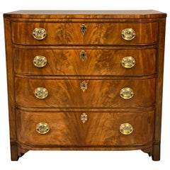 Early 19th Regency Cuban Mahogany Bow Front Chest of Drawers