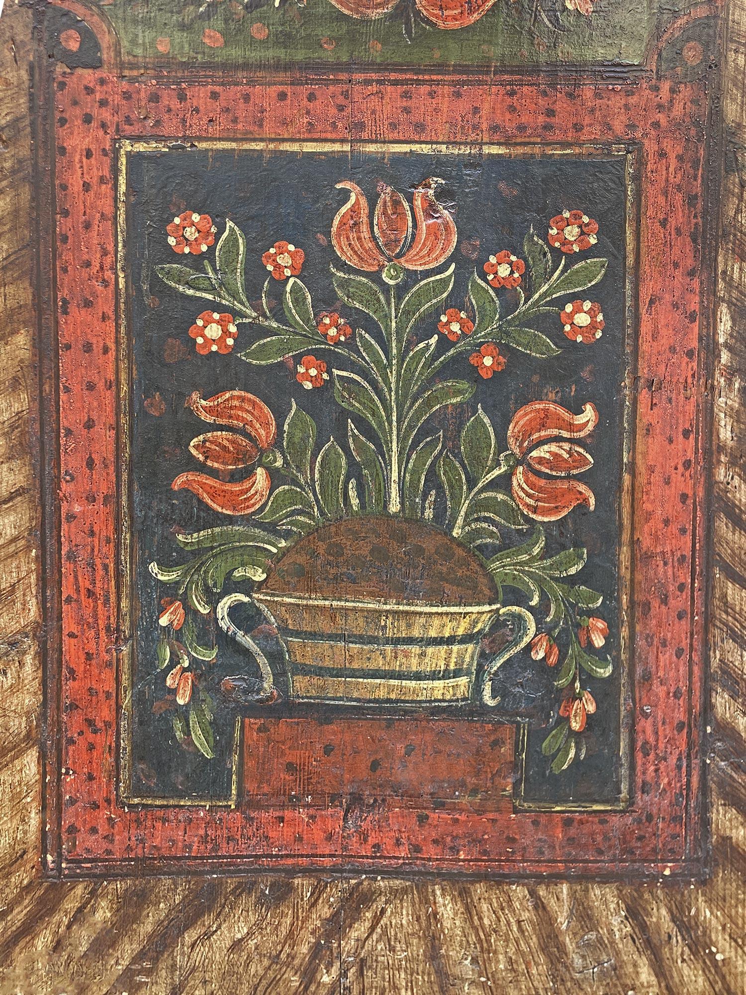 Fir Early 19th Tyrolean Floral Painted Cabinet