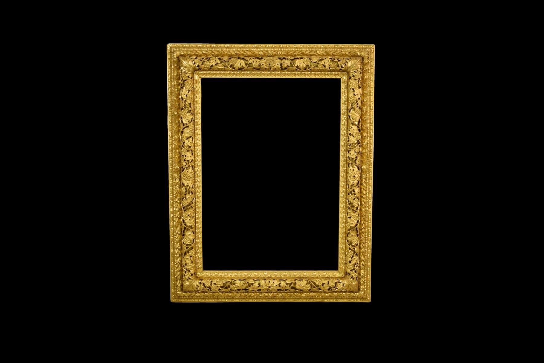 Früher 19. venezianischer rechteckiger Spiegel mit Schnitzerei und Vergoldung (Italienisch) im Angebot