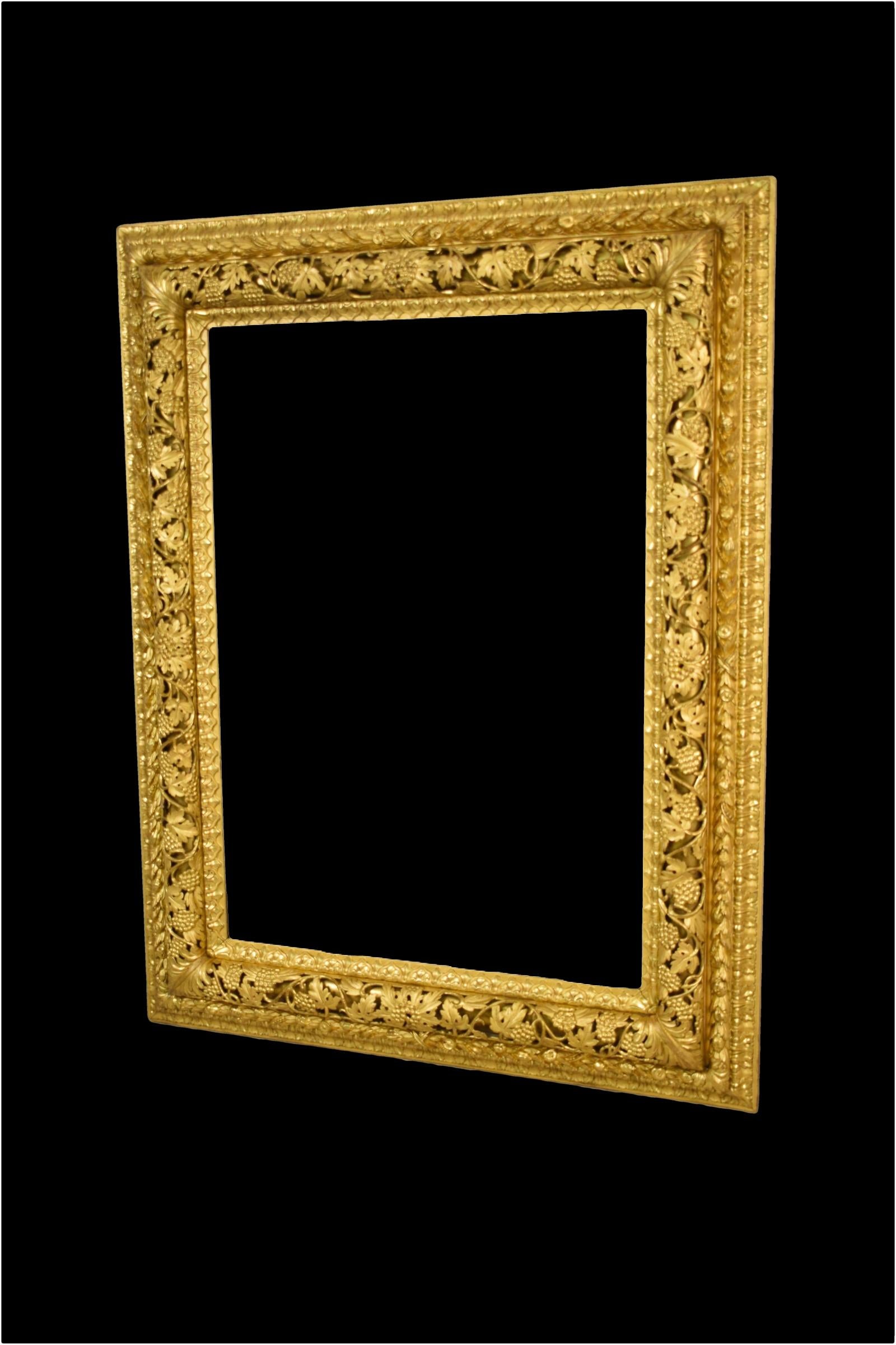 Früher 19. venezianischer rechteckiger Spiegel mit Schnitzerei und Vergoldung (Holzarbeit) im Angebot