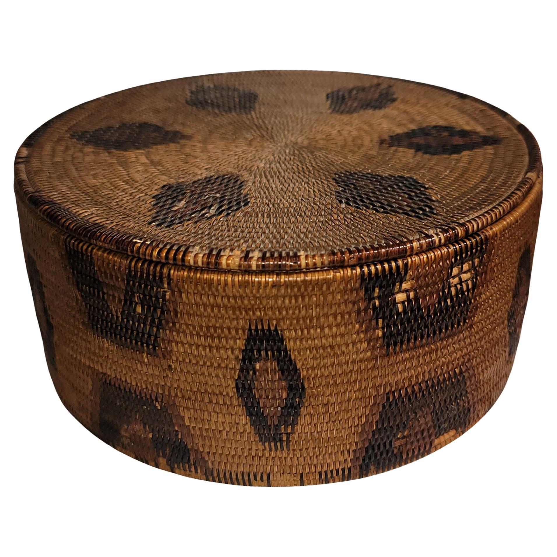 Early 19thc American Indian Lidded Basket For Sale