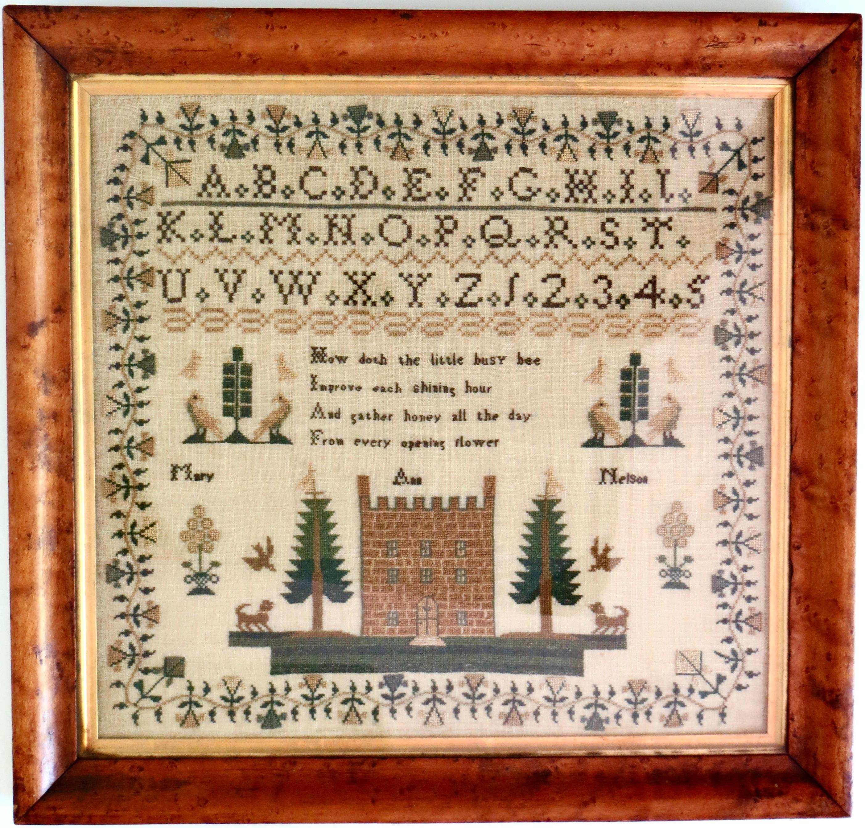 Début du XIXe siècle. Échantillon américain de Mary Nelson datant d'environ 1837 Bon état - En vente à Incline Village, NV