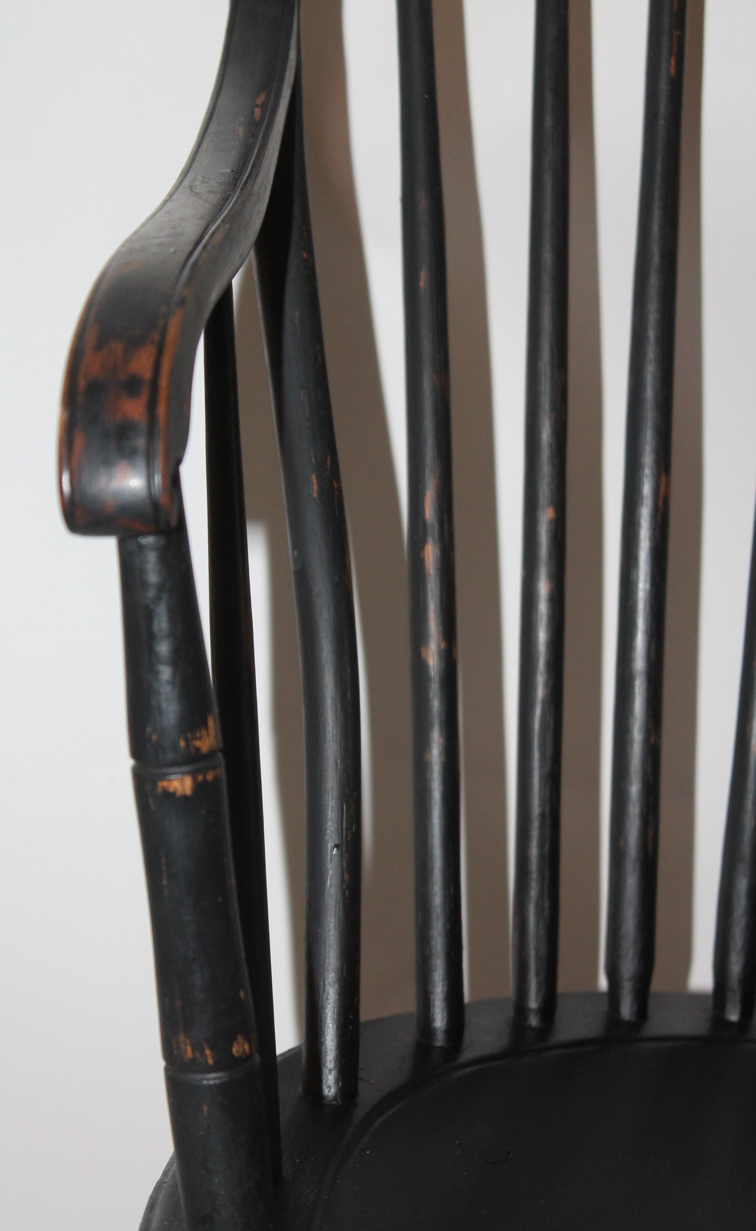 Early 19th Century Black Painted Windsor Armchairs 3