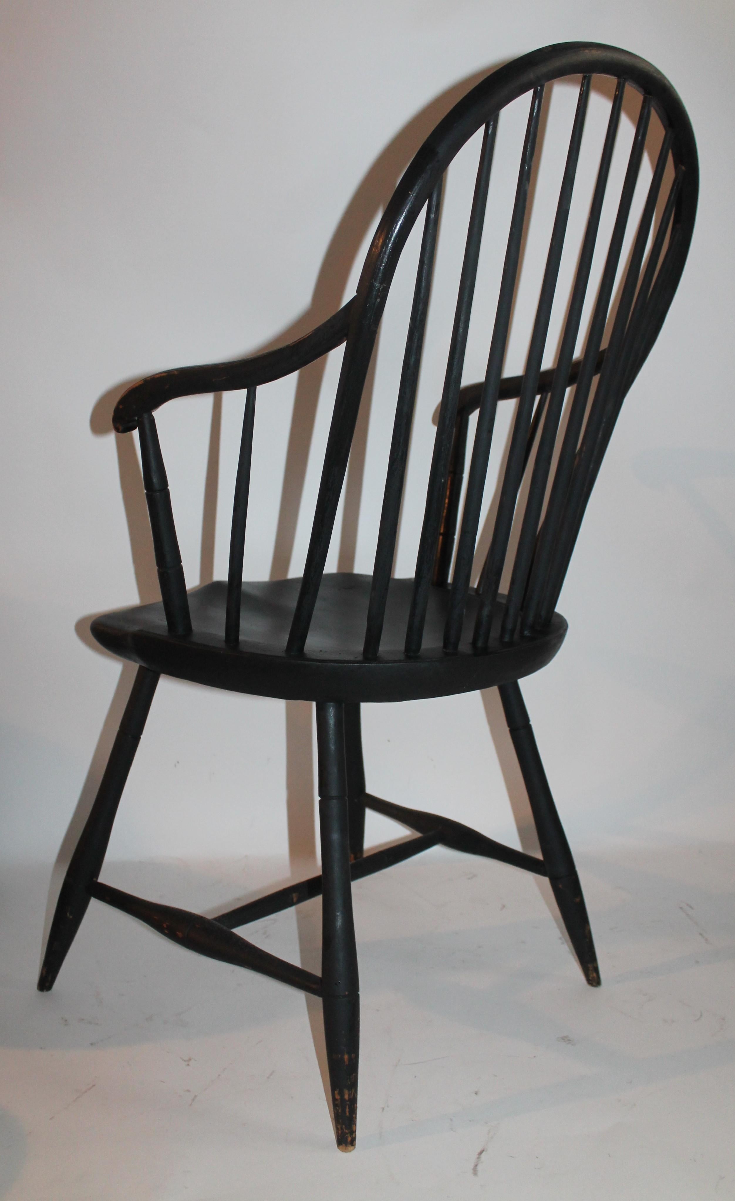 Early 19th Century Black Painted Windsor Armchairs 5