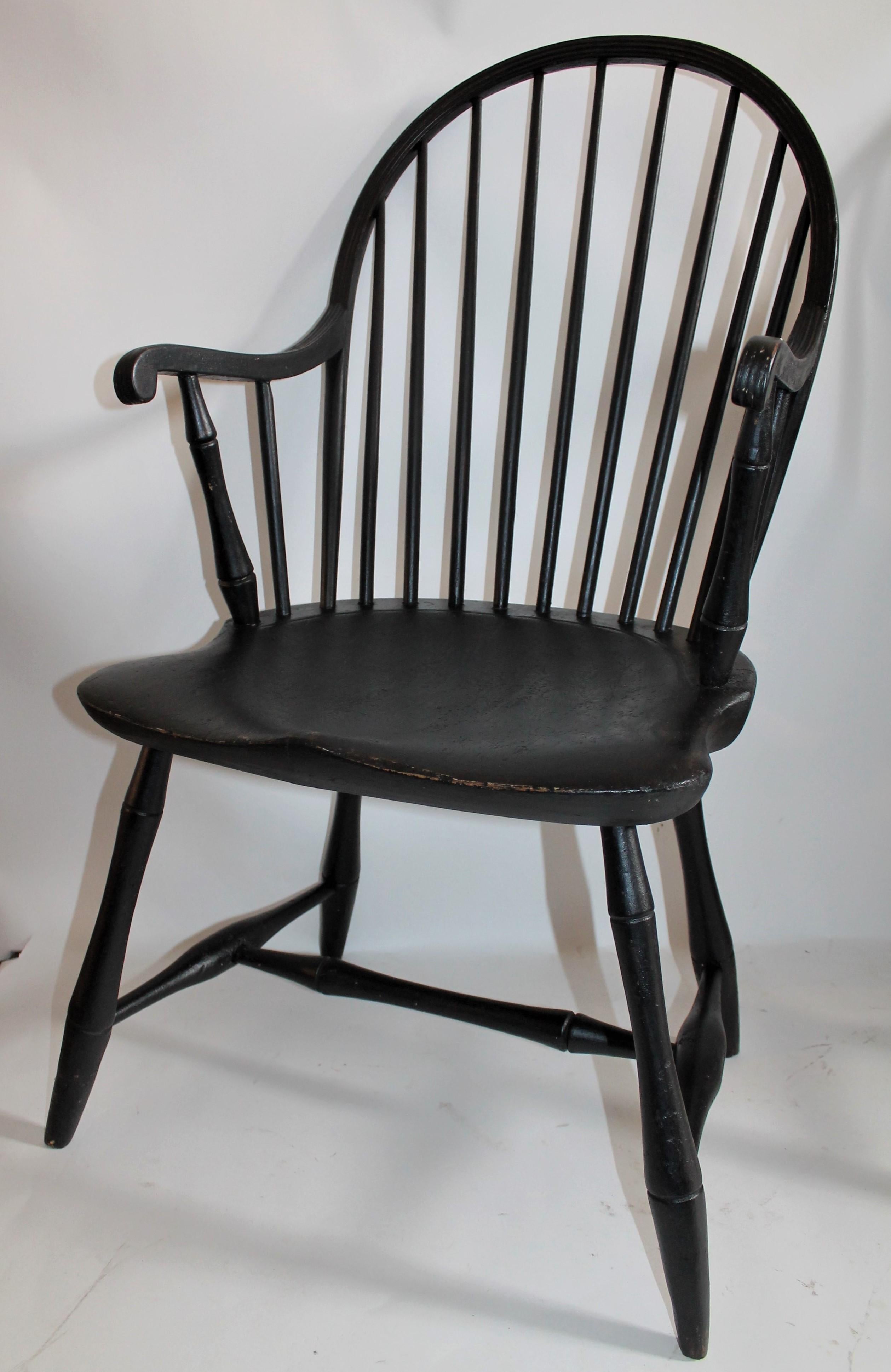 Early 19th Century Black Painted Windsor Armchairs 7