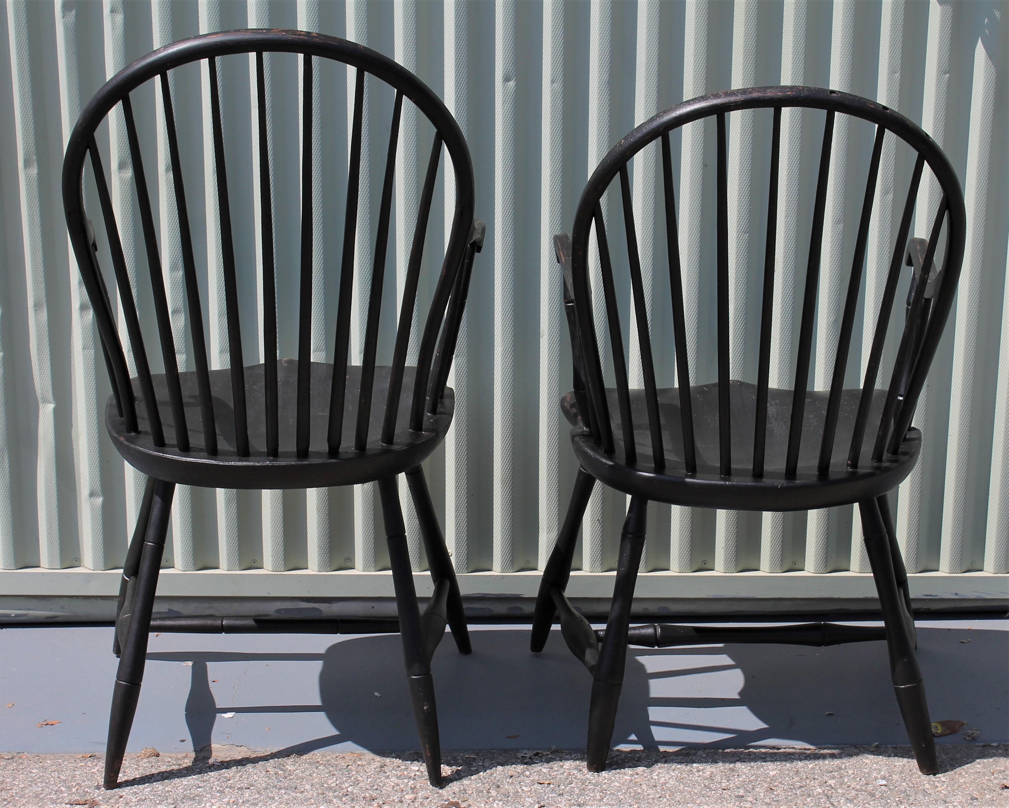20th Century Early 19th Century Black Painted Windsor Armchairs