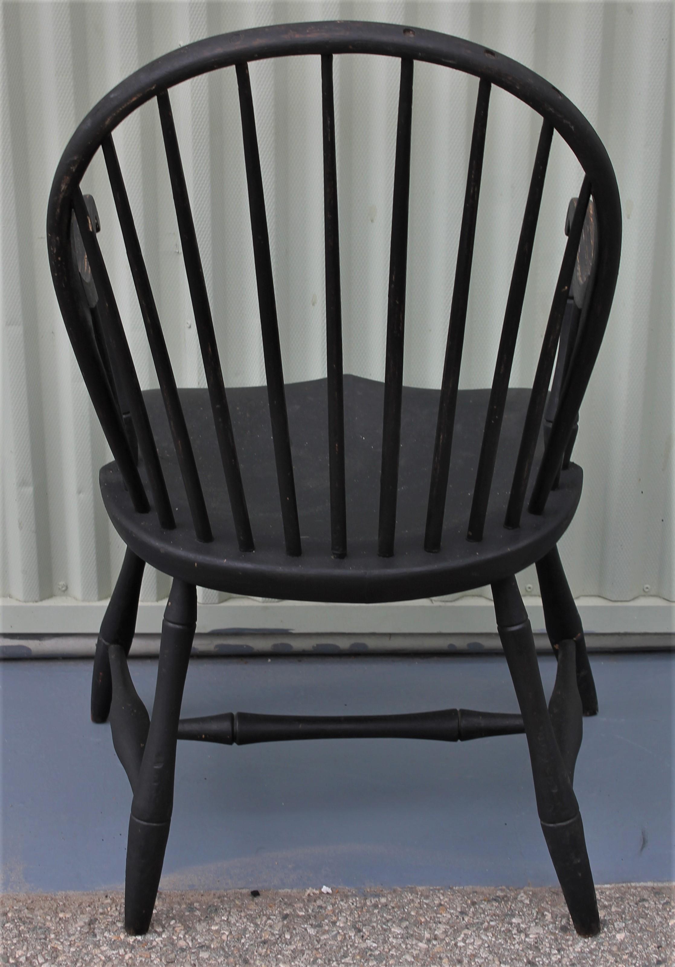 Wood Early 19th Century Black Painted Windsor Armchairs