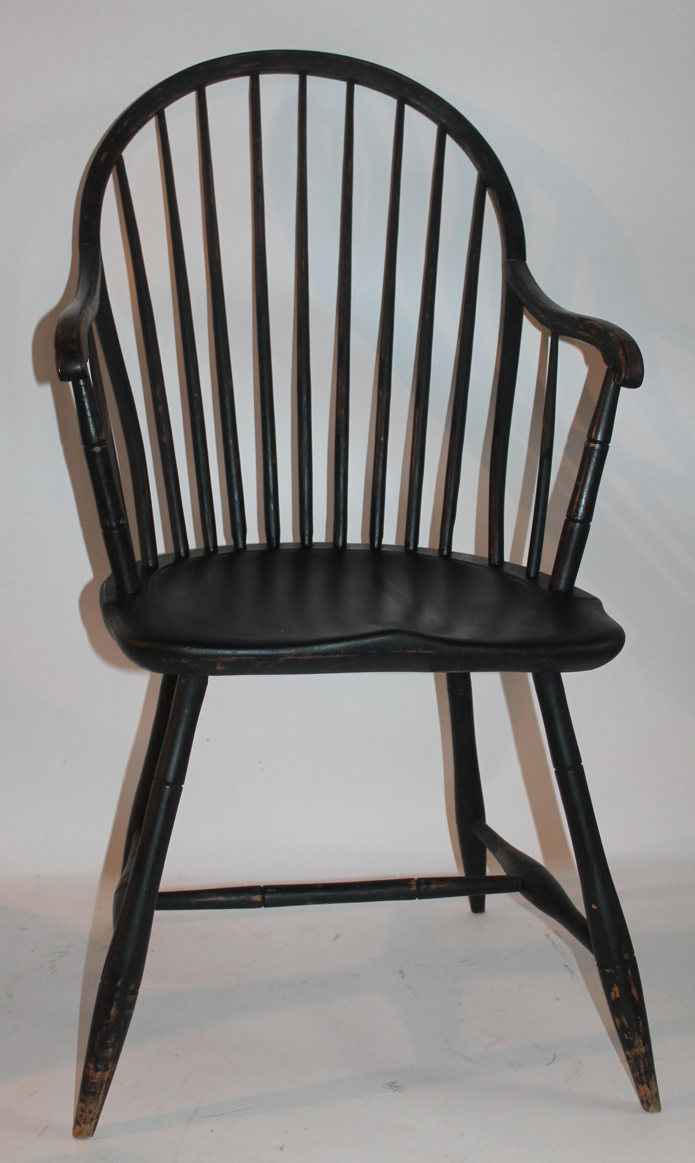 Early 19th Century Black Painted Windsor Armchairs 1