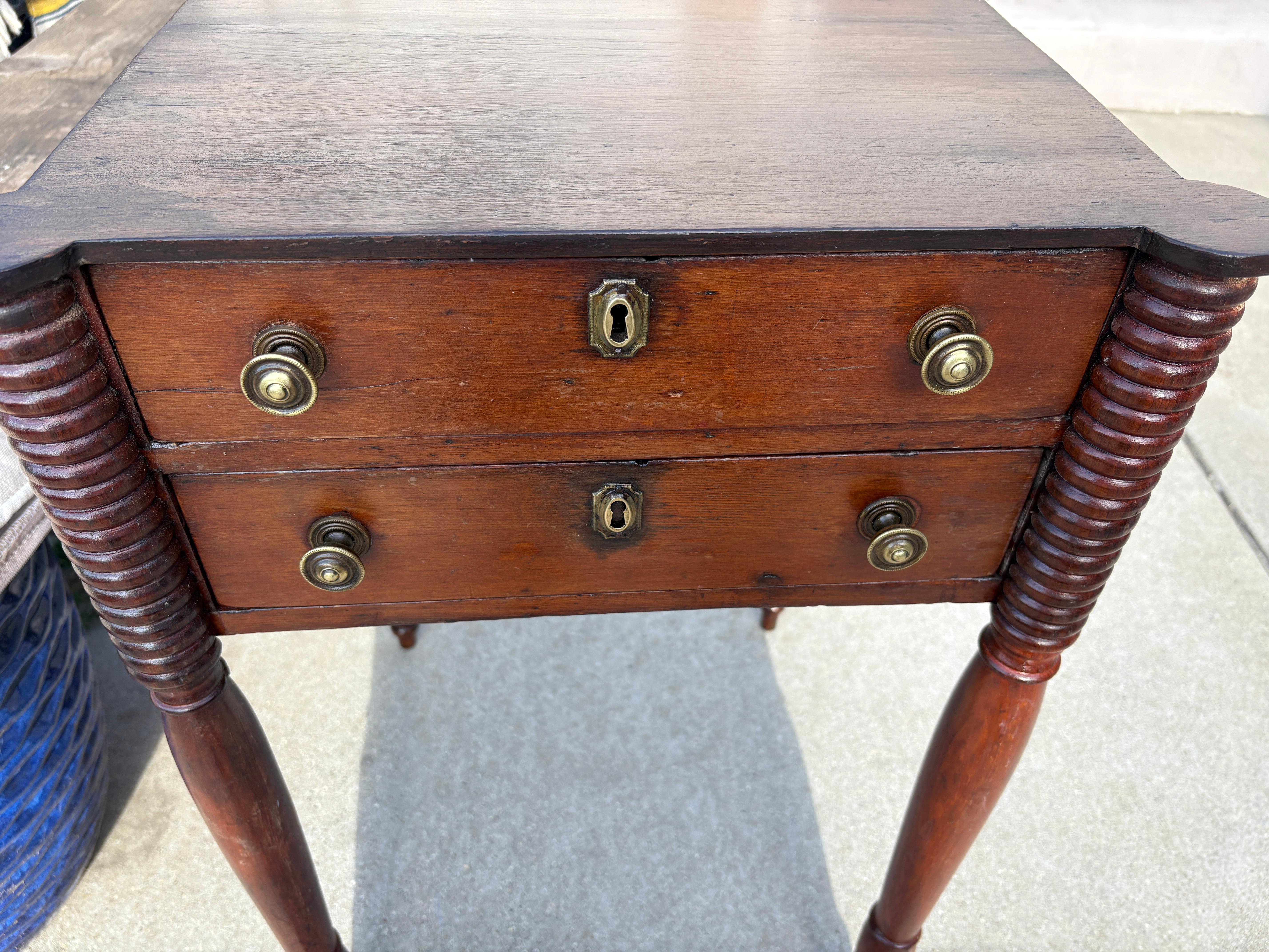 Adirondack Early 19thc Cherry Wood Two Drawer Stand For Sale