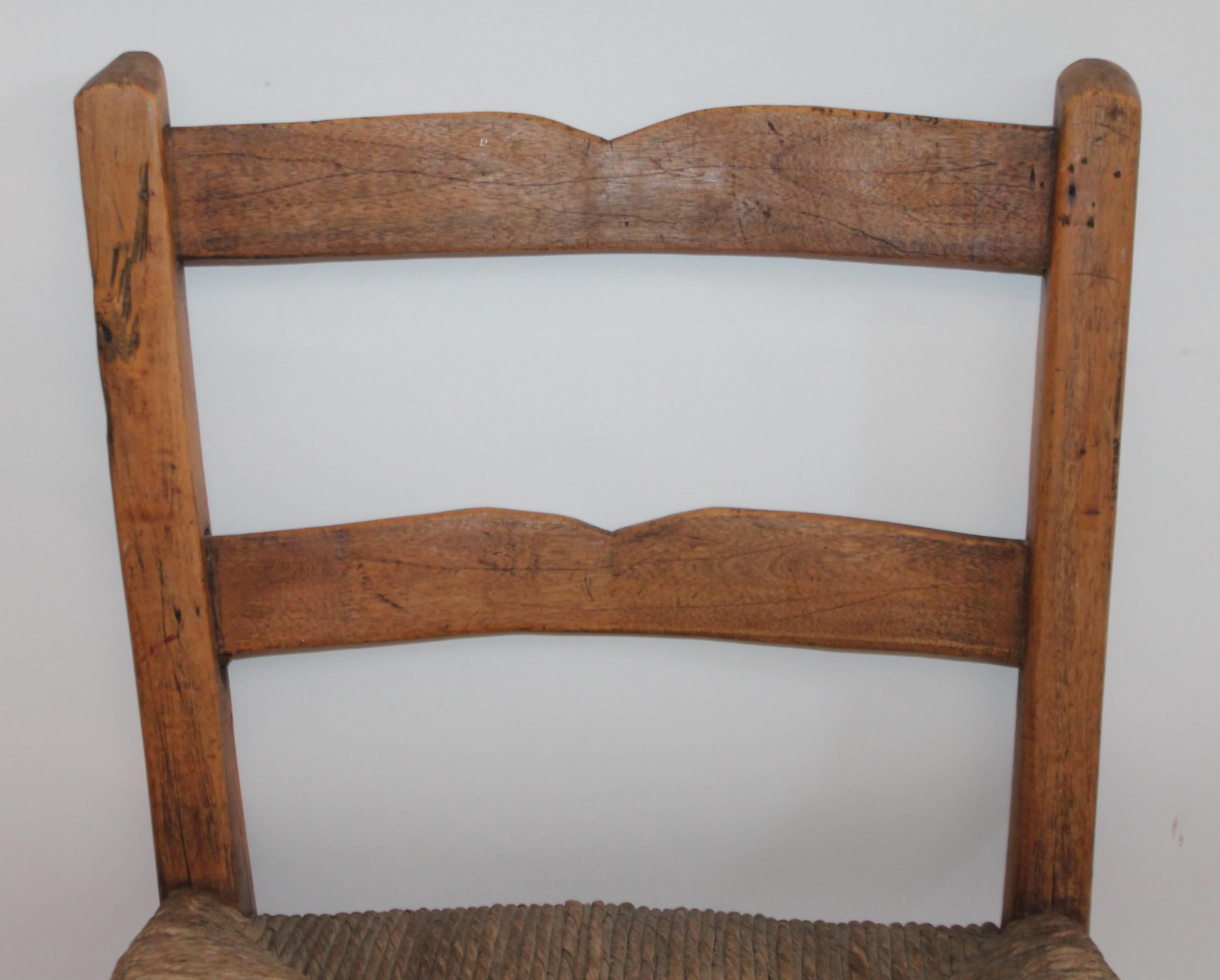 Adirondack Early 19th Century Child's Chair with Original Rush Seat For Sale