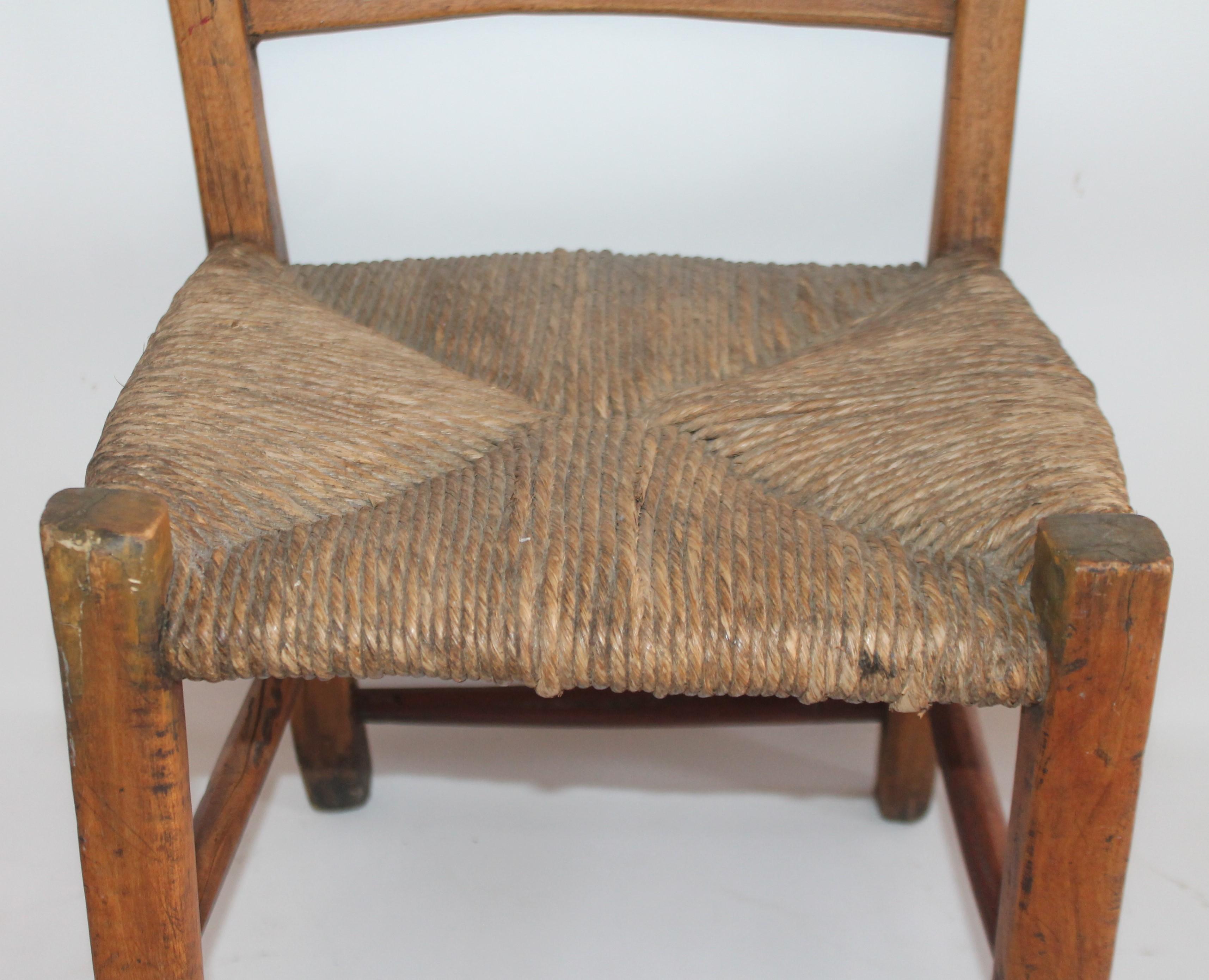American Early 19th Century Child's Chair with Original Rush Seat For Sale