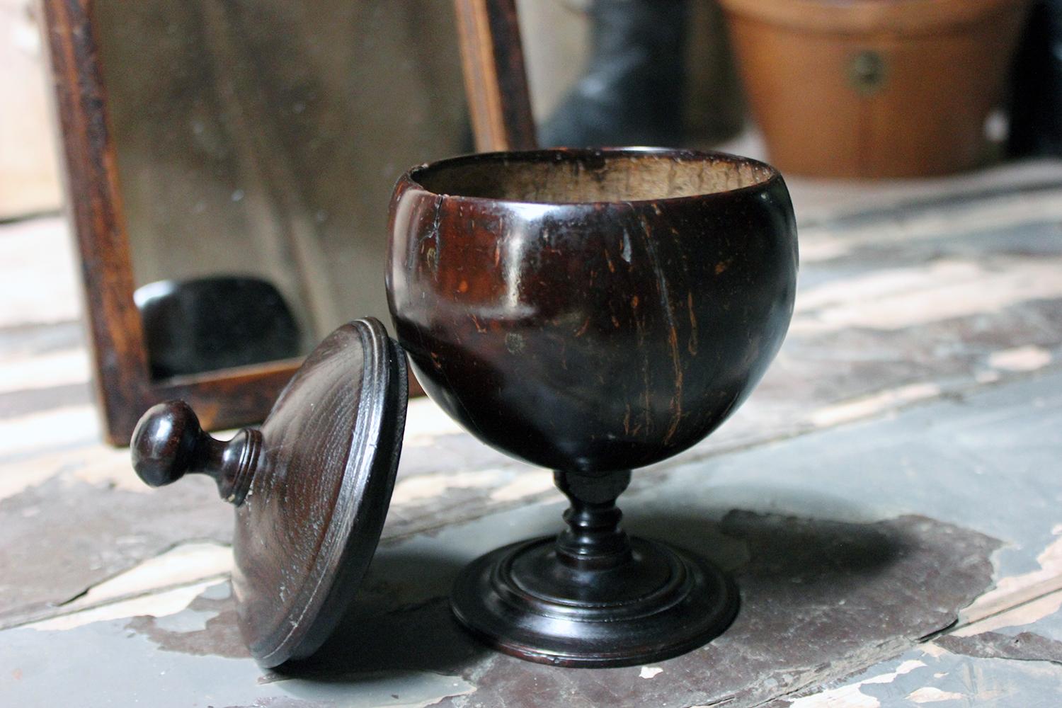 George III Early 19th Century Coconut Cup and Cover, circa 1800