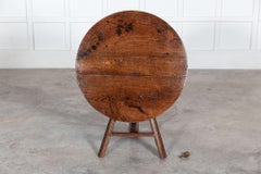 Early 19th C Danish Oak Tilted Cricket Table, Signed