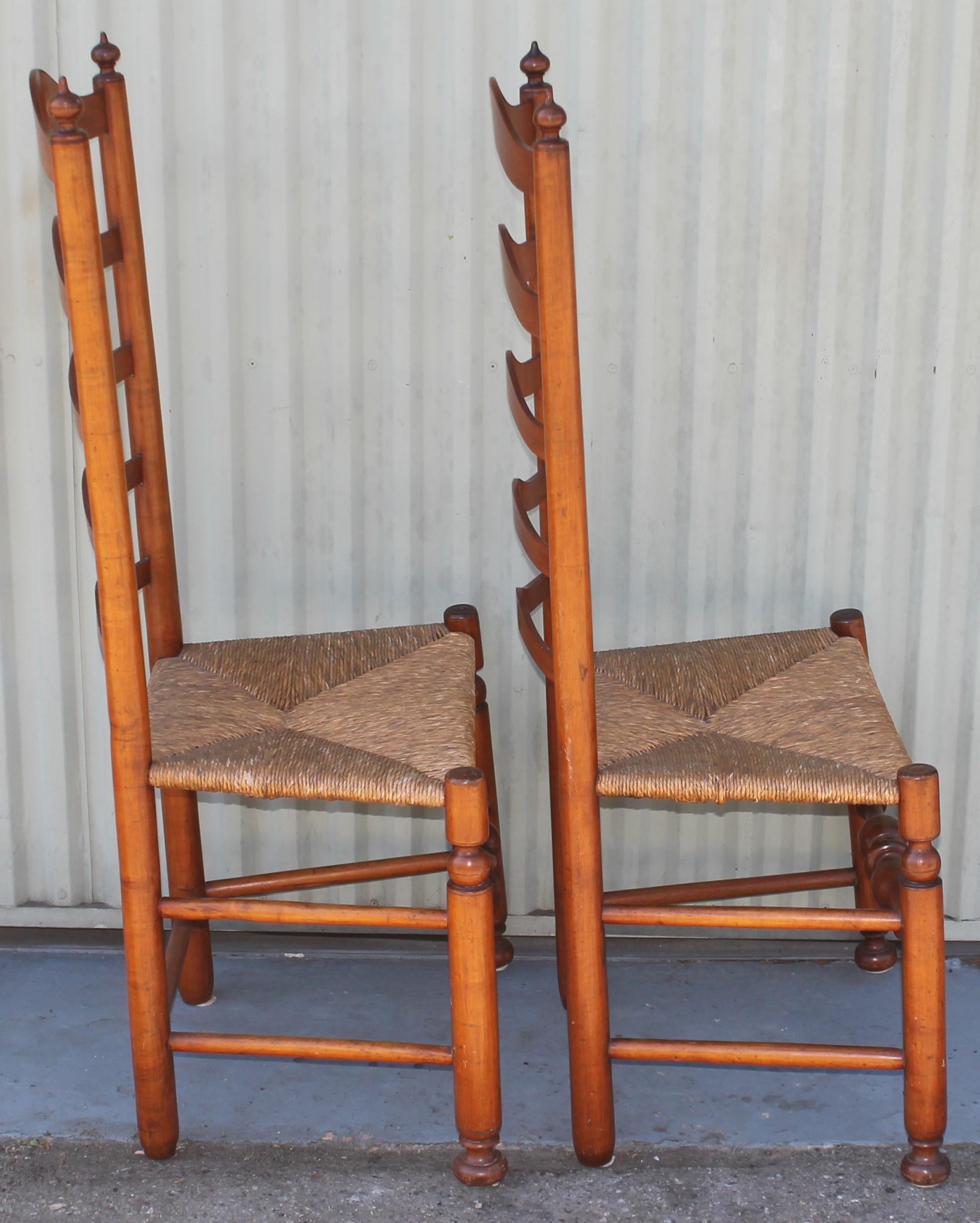 Early 19th C Delaware River Valley Ladder Back Chairs, 2 For Sale 2