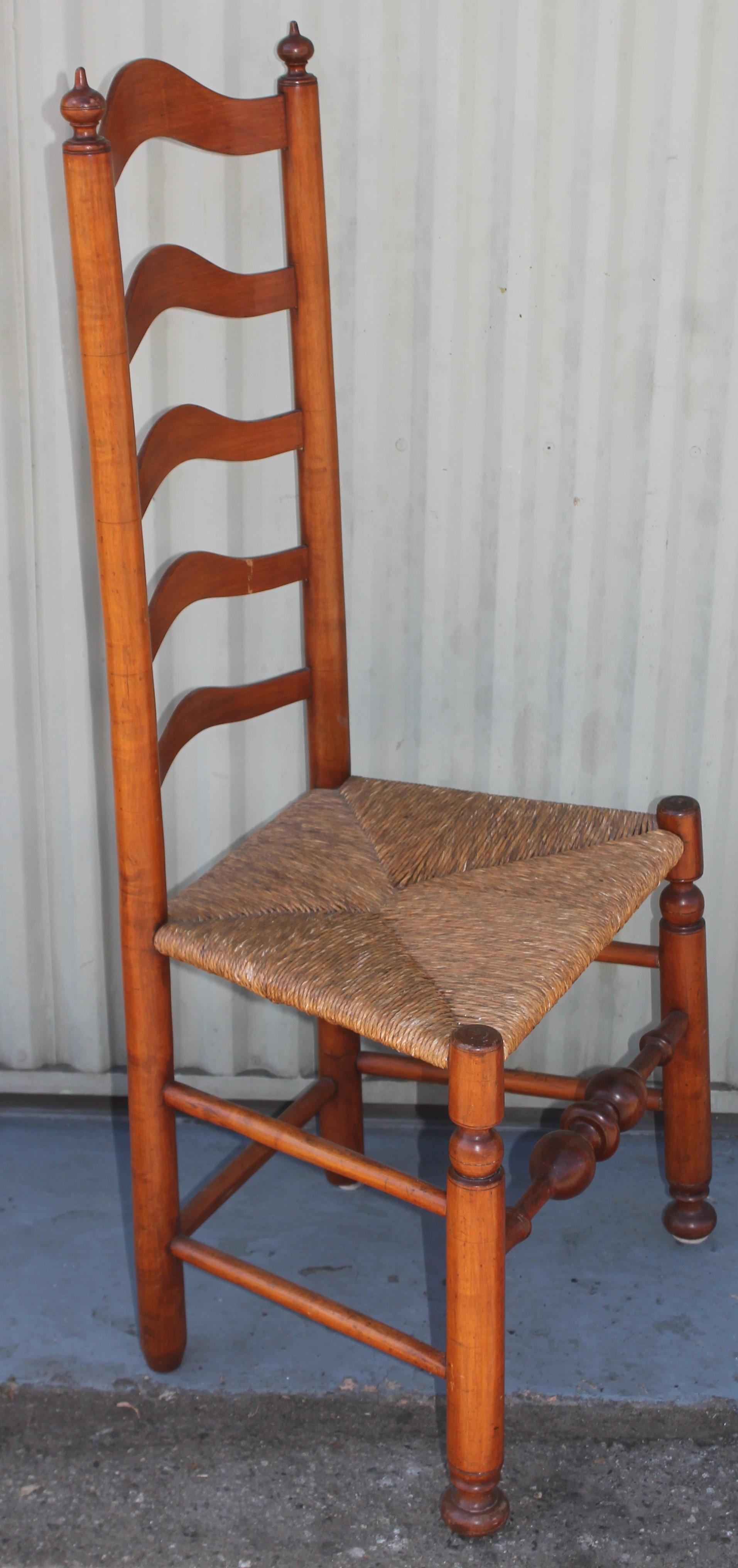 These ladder back chairs are from Delaware River Valley and have the original woven seats. Selling as a pair.