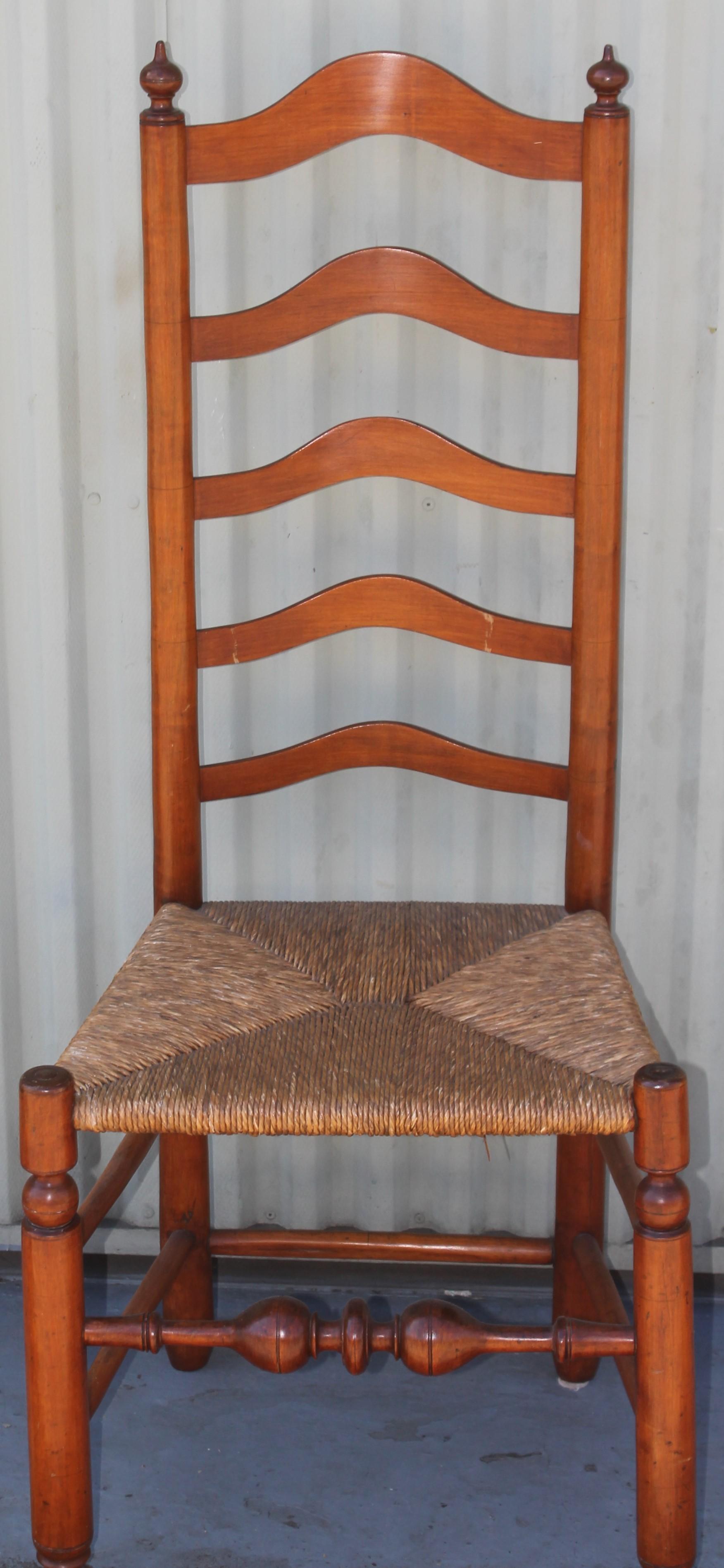19th Century Early 19th C Delaware River Valley Ladder Back Chairs, 2 For Sale