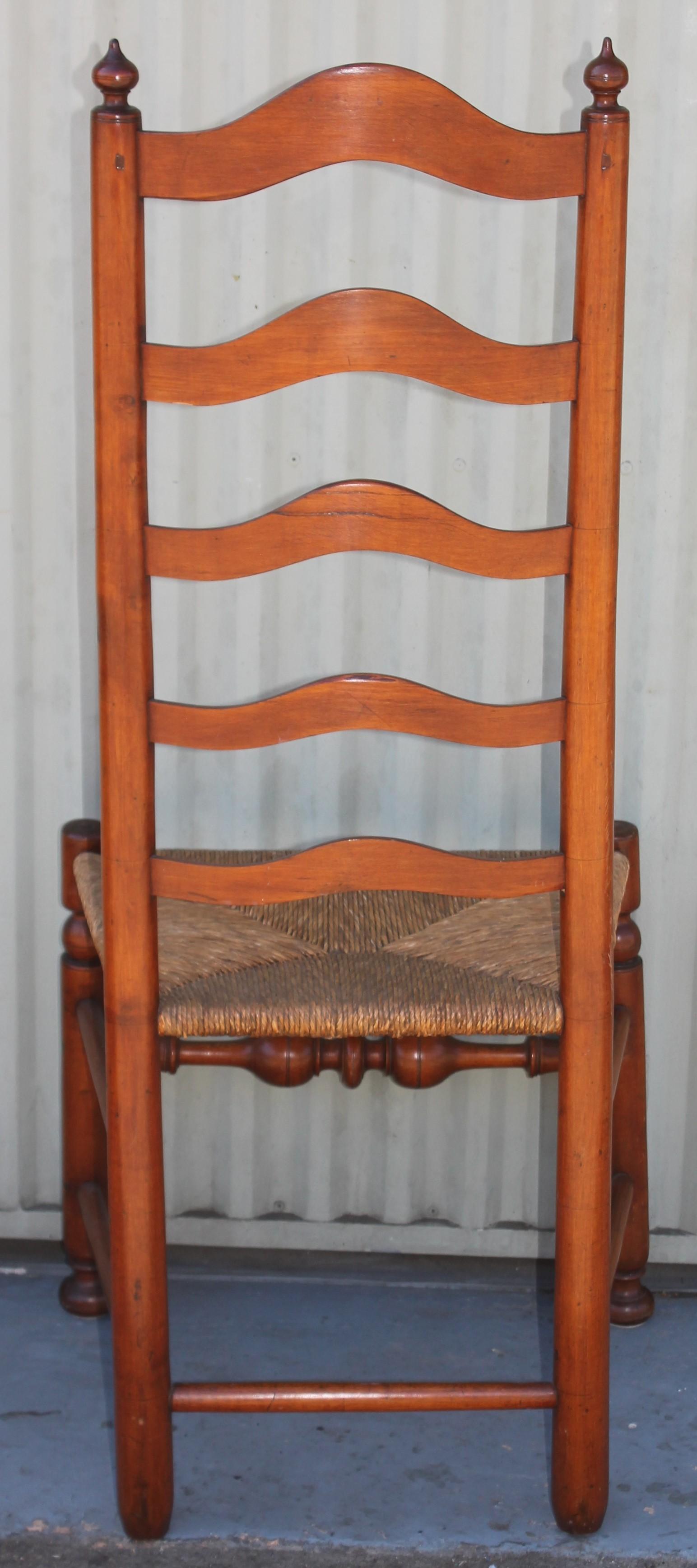 Early 19th C Delaware River Valley Ladder Back Chairs, 2 For Sale 1