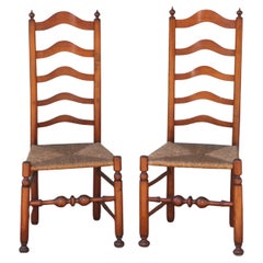 Early 19th C Delaware River Valley Ladder Back Chairs, 2