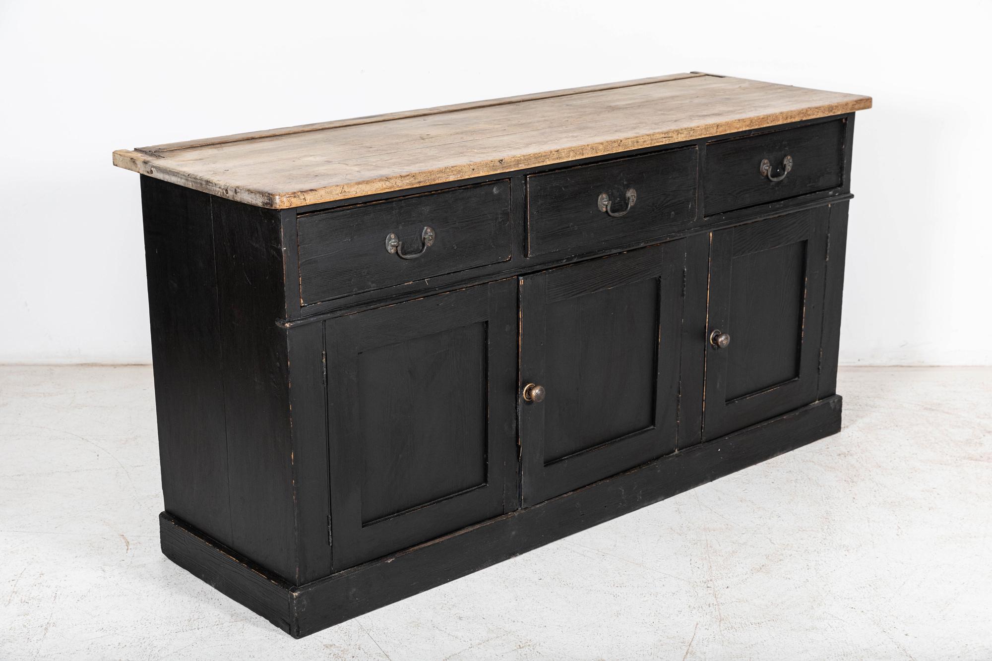 Early 19thC English Ebonised Pine Dresser 6