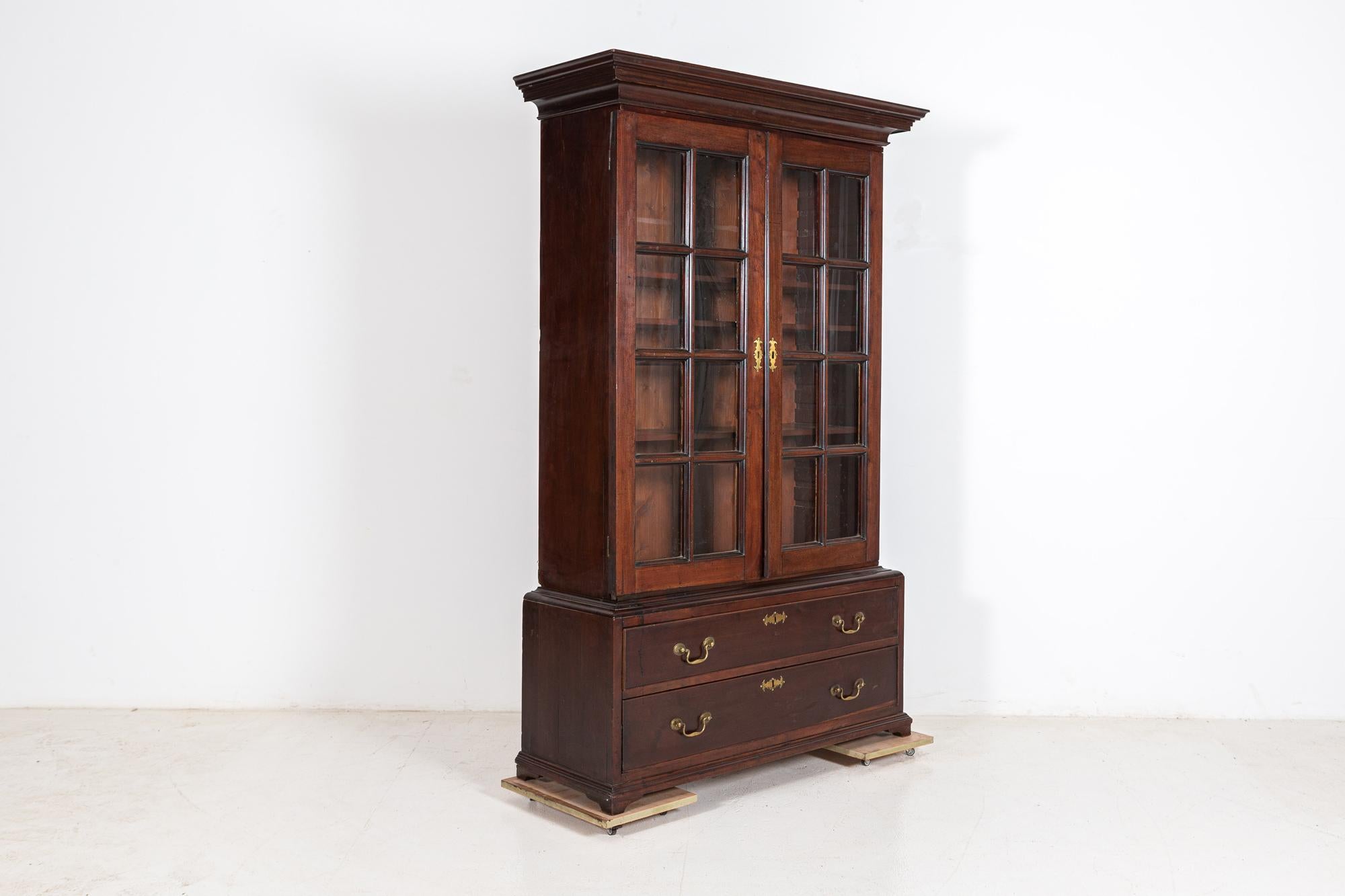 British Early 19thC English Mahogany Glazed Bookcase For Sale