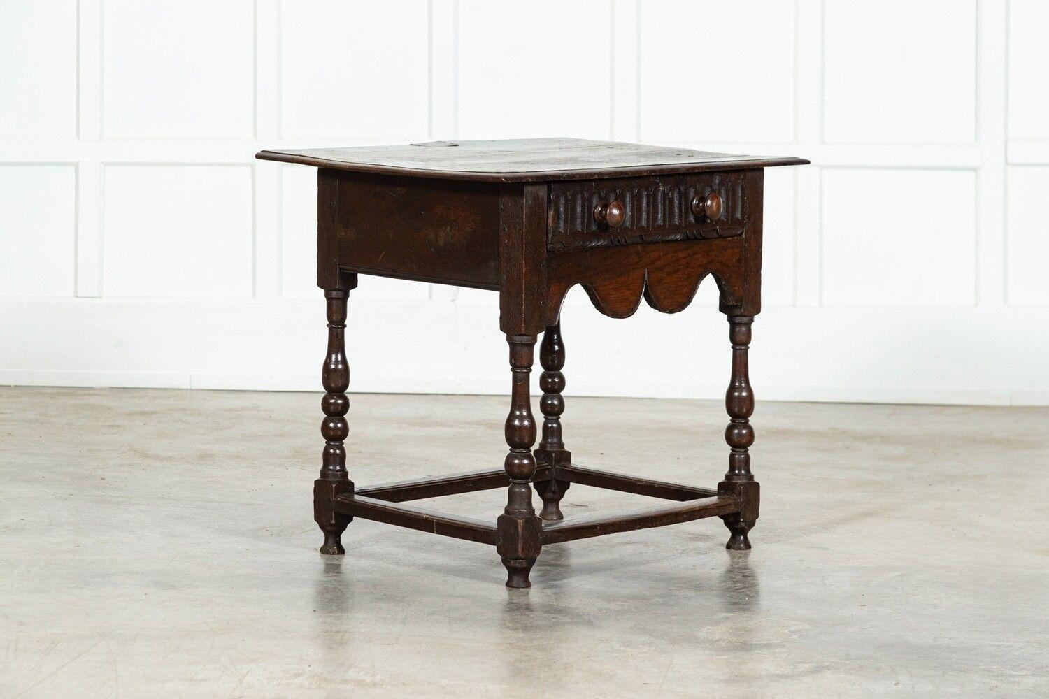 circa 1800
Early 19thC English Vernacular Oak Hall Table
sku 1762
W77 x D57 x H58 cm
Weight 18 Kg
