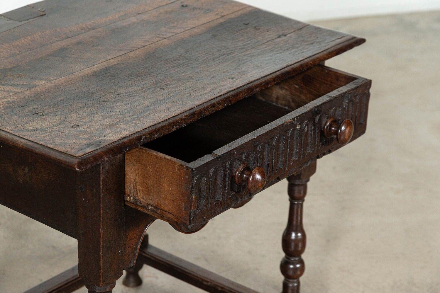 Early 19thC English Vernacular Oak Hall Table For Sale 4