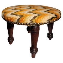 Used Early 19thc Flame Stitch Hand Made Stool