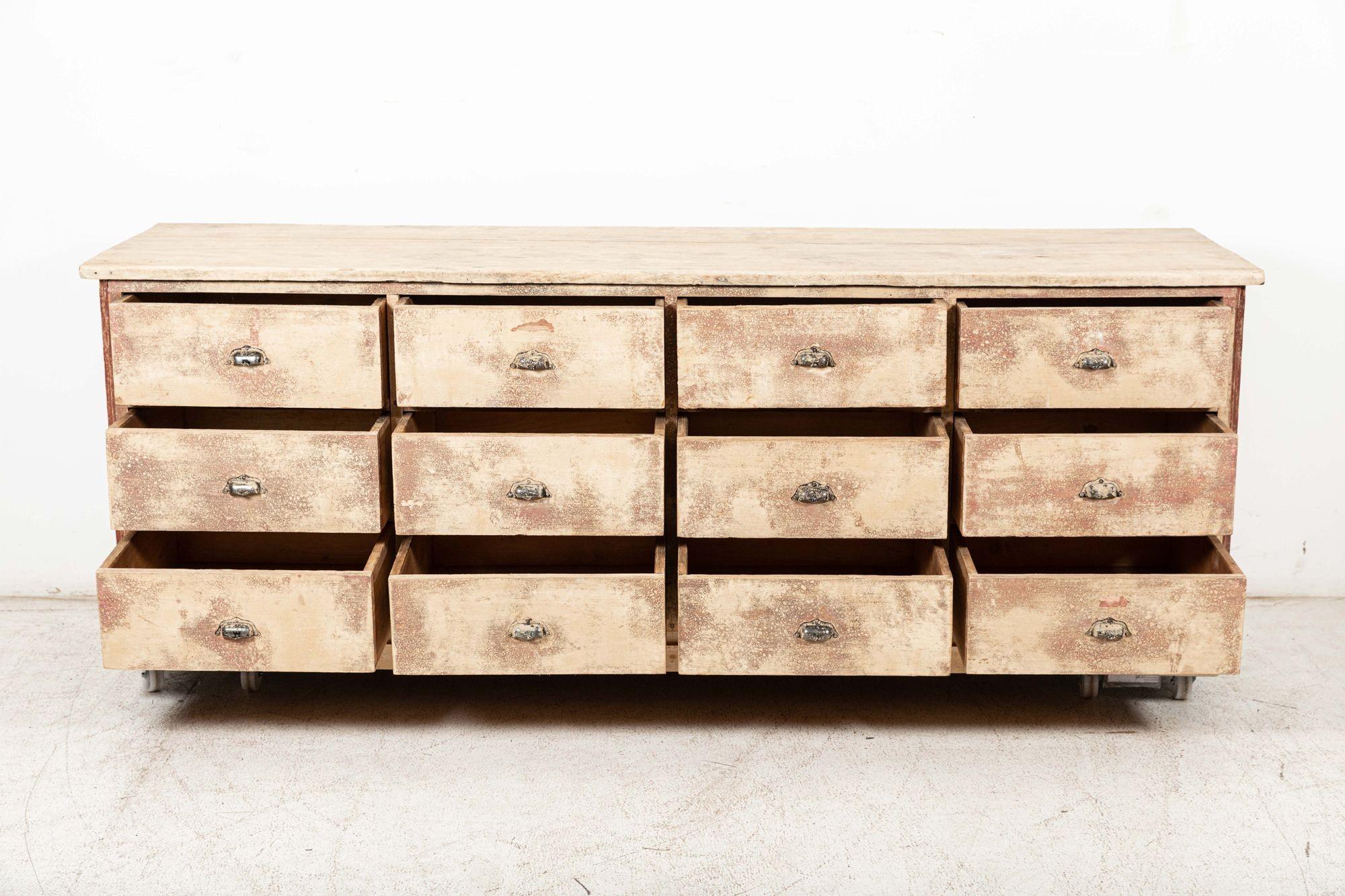 Early 19th Century Early 19thC French Bank of Painted Drawers For Sale