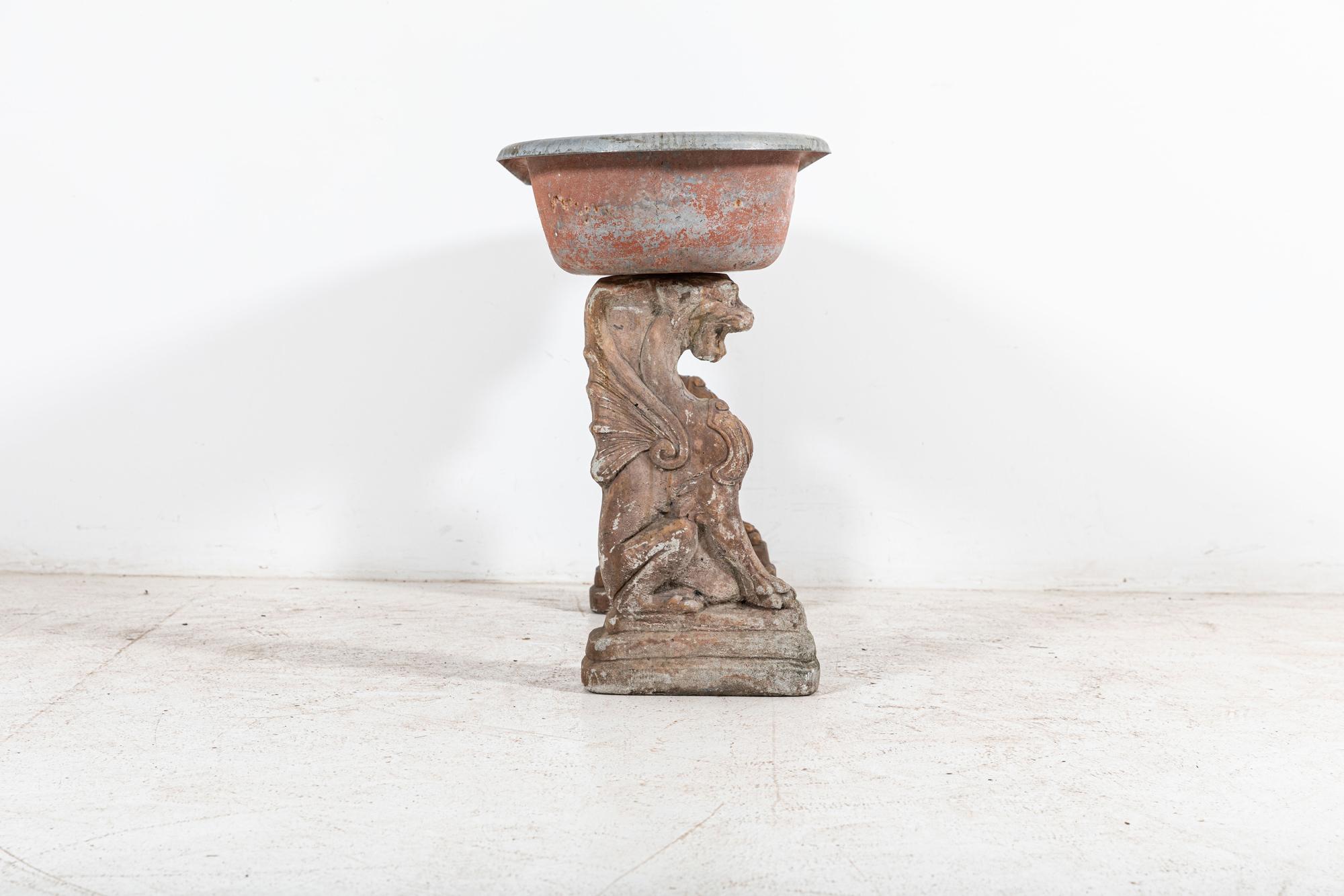 Early 19thC French Country House Stone Griffin Planter For Sale 8