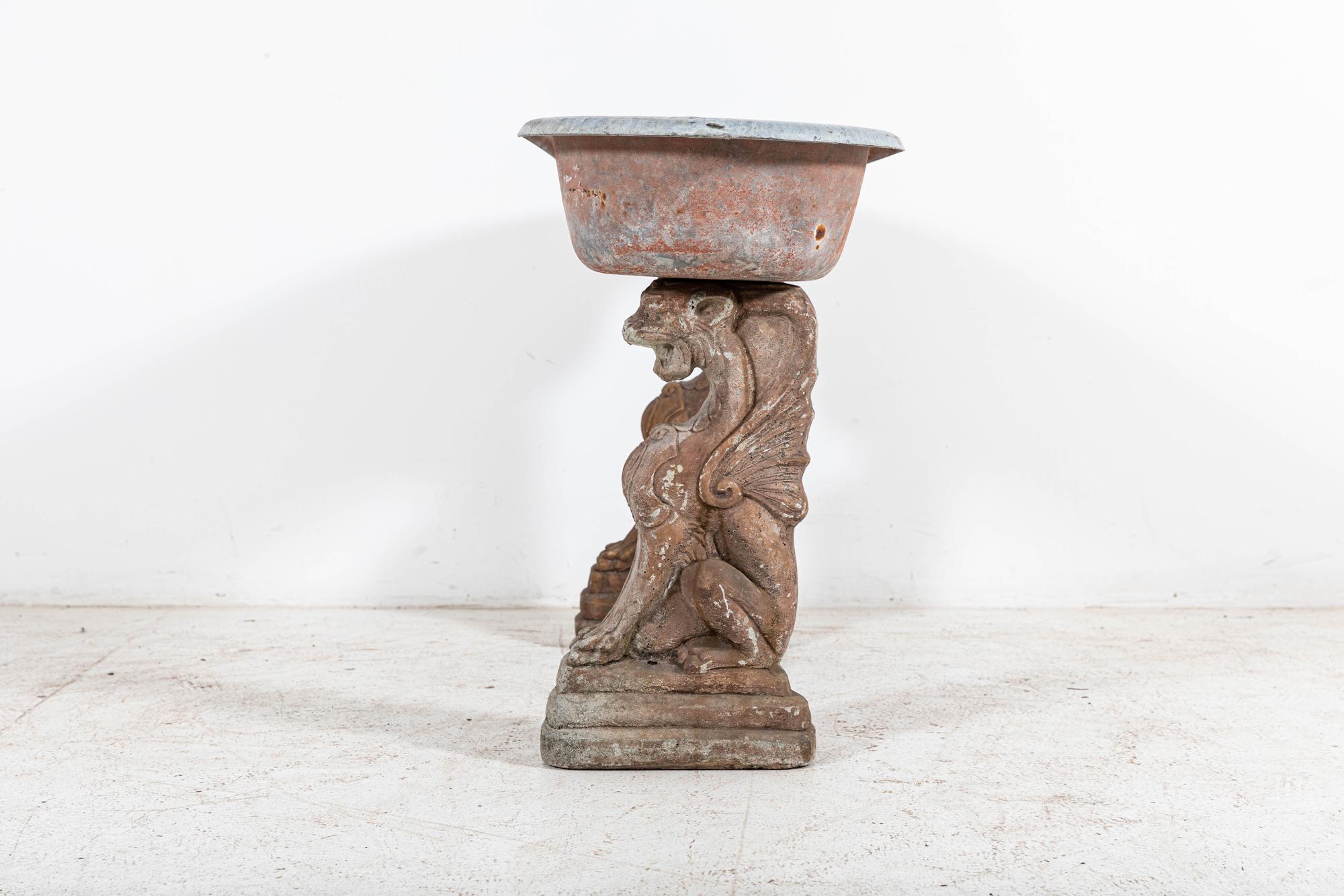 Early 19thC French Country House Stone Griffin Planter For Sale 9