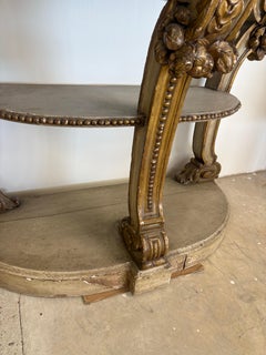 Early 19thC French Louis XVI Style Creme Peinte Giltwood Marble Top Console