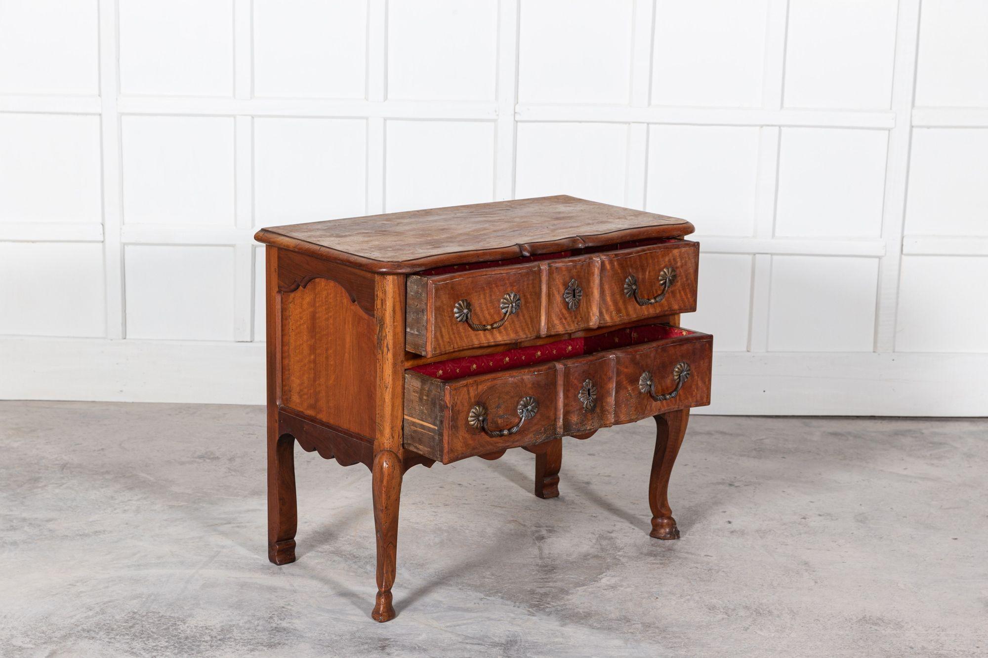 circa 1830
Early 19thC French walnut commode - a two drawer commode with hoof feet detail and lovely warm patina.
Measures: W 100 x D 50 x H 83cm.
  