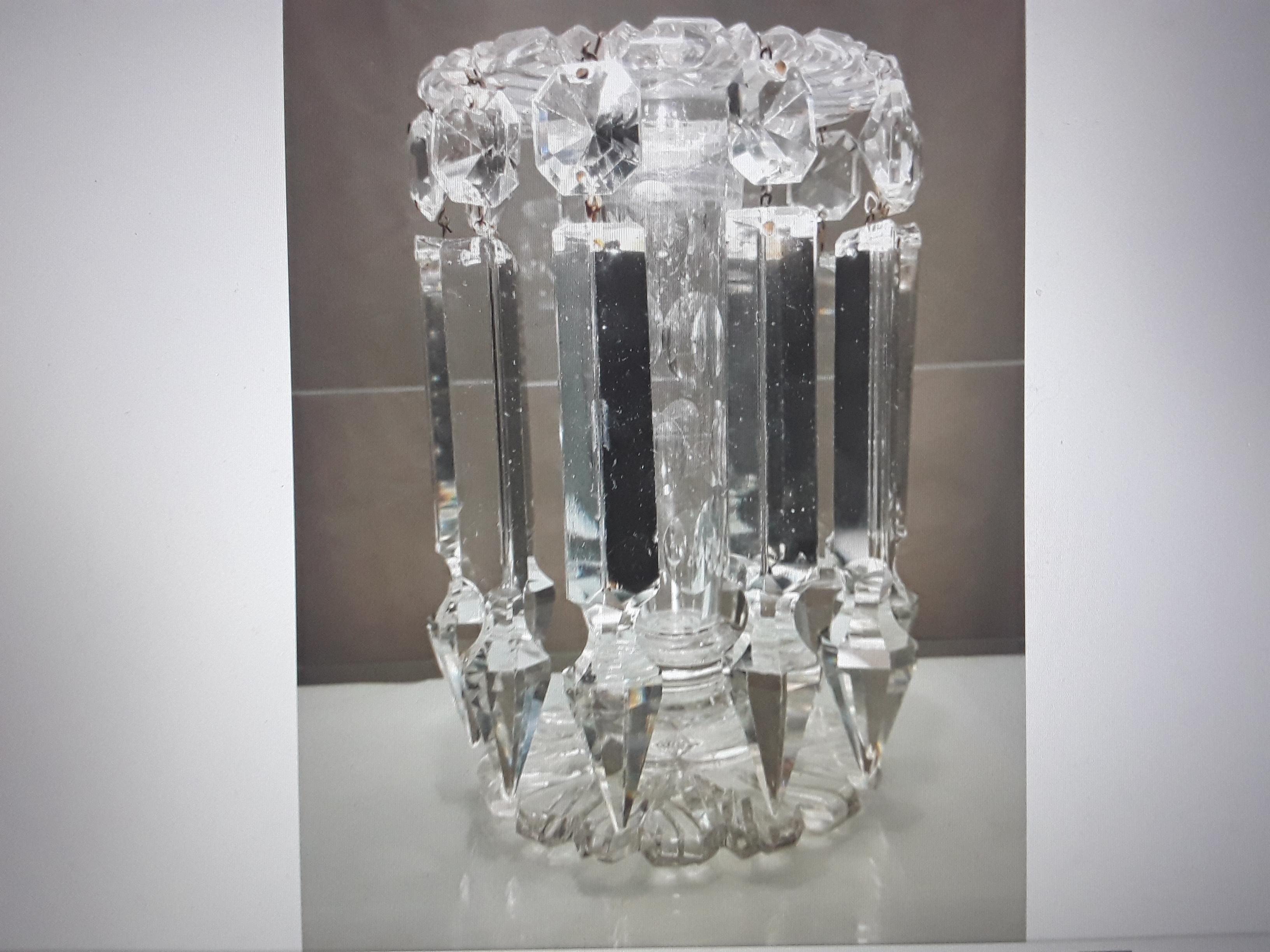 Early 19thc Georgian Cut Crystal Candle Holder/ Luster/ Girandole For Sale 5