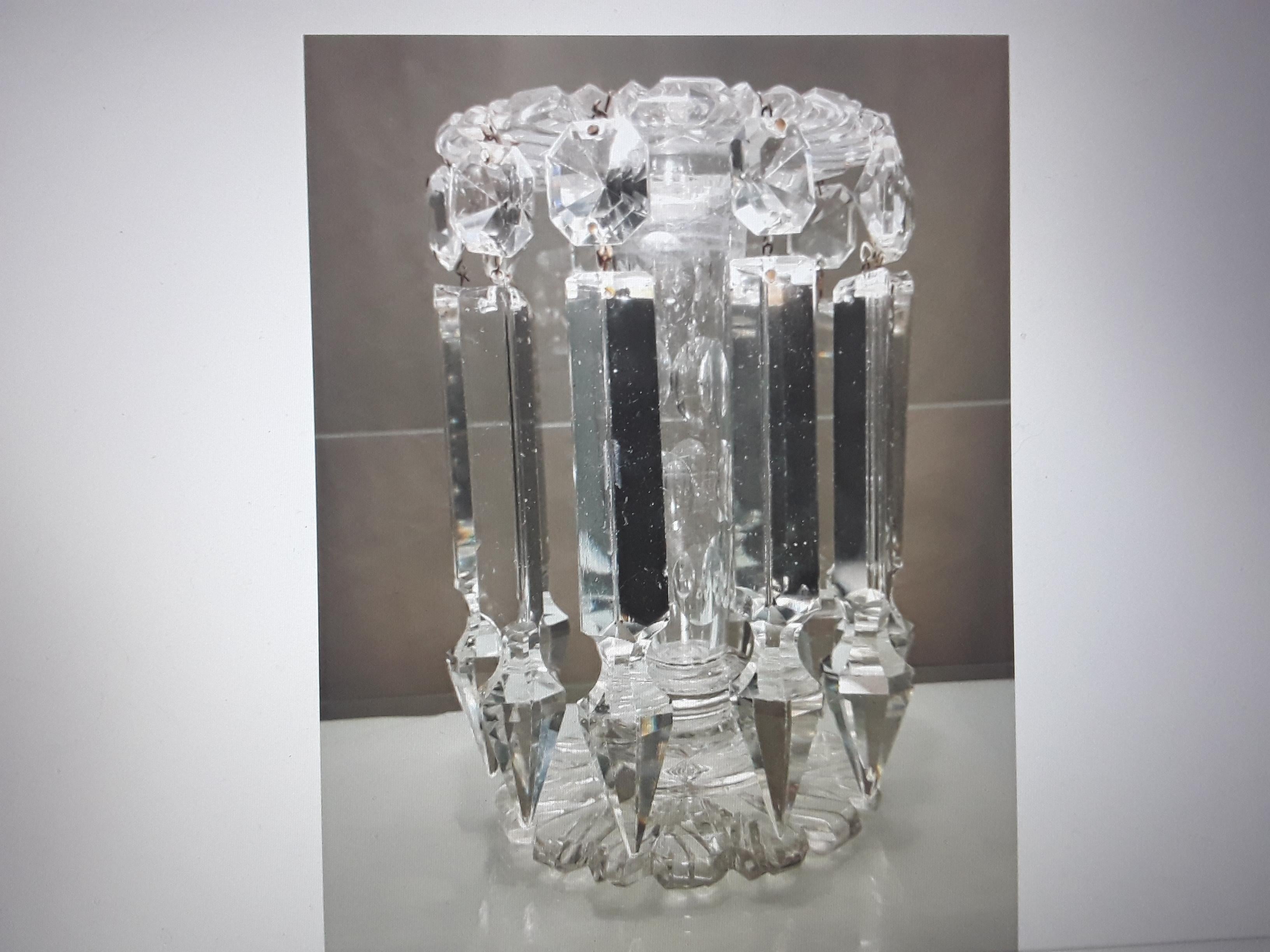 Early 19thc Georgian Cut Crystal Candle Holder/ Luster/ Girandole For Sale 7